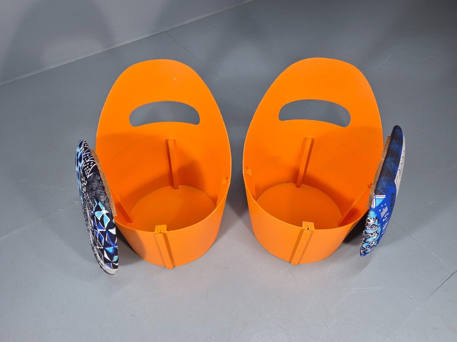 2 Vintage Retro Curved Plywood Chairs Orange 1970s Holdaway Style Eb10929 Mnor photo 275.0