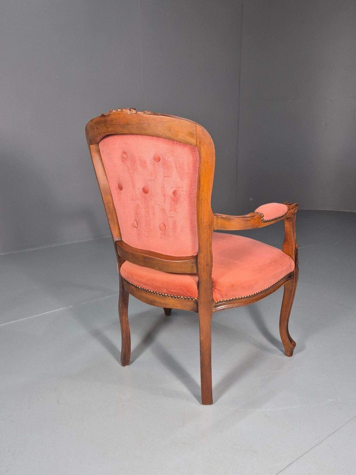 Vintage Rococo Lounge Chair Danish 1970s Reproduction Salmon Pink Eb10773 Vclo photo vintage