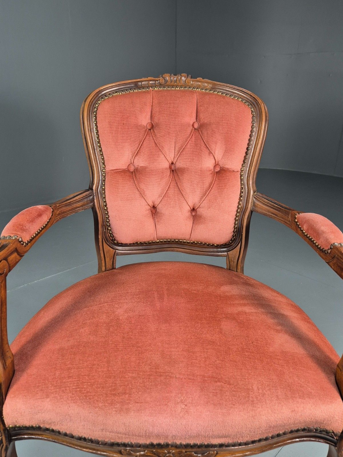 photo buy Vintage Rococo Lounge Chair Danish 1970s Reproduction Salmon Pink Eb10773 Vclo