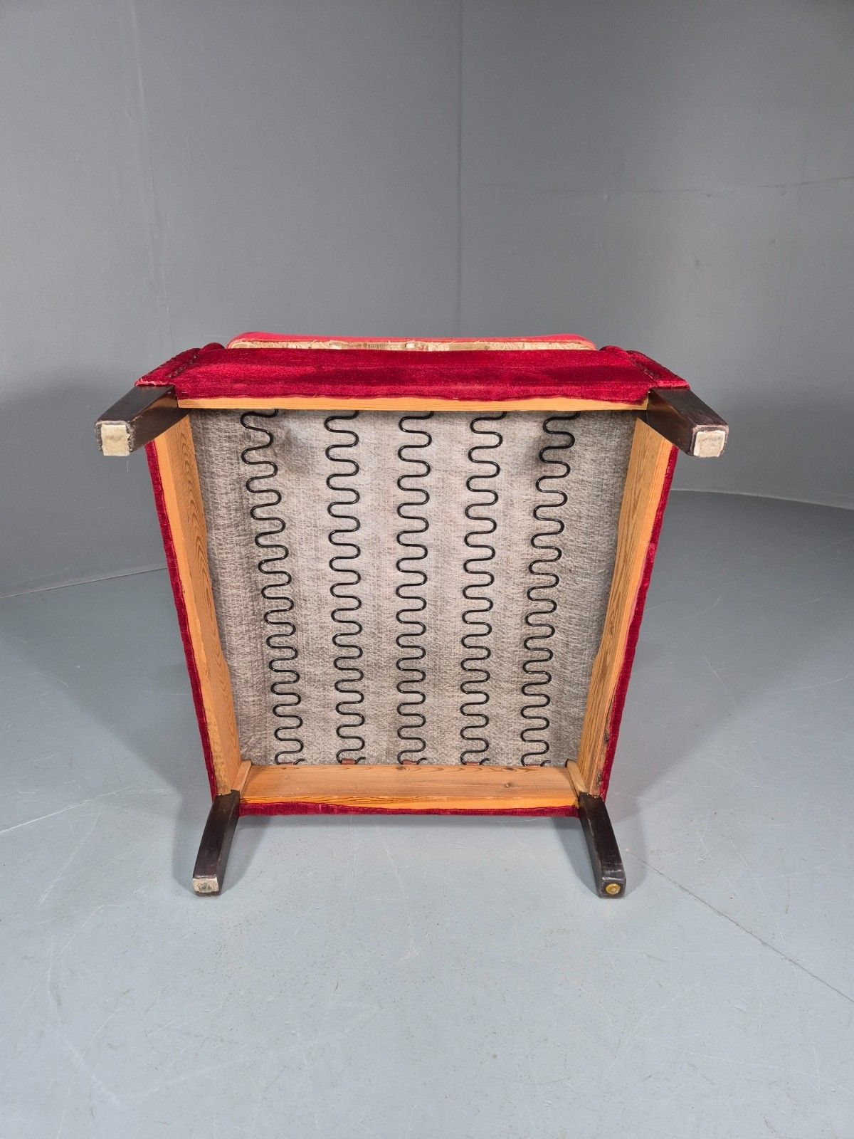 photo for sale Wing Back Lounge Chair Red Velour Danish 1960s Georgian Style Eb10754 Vclo