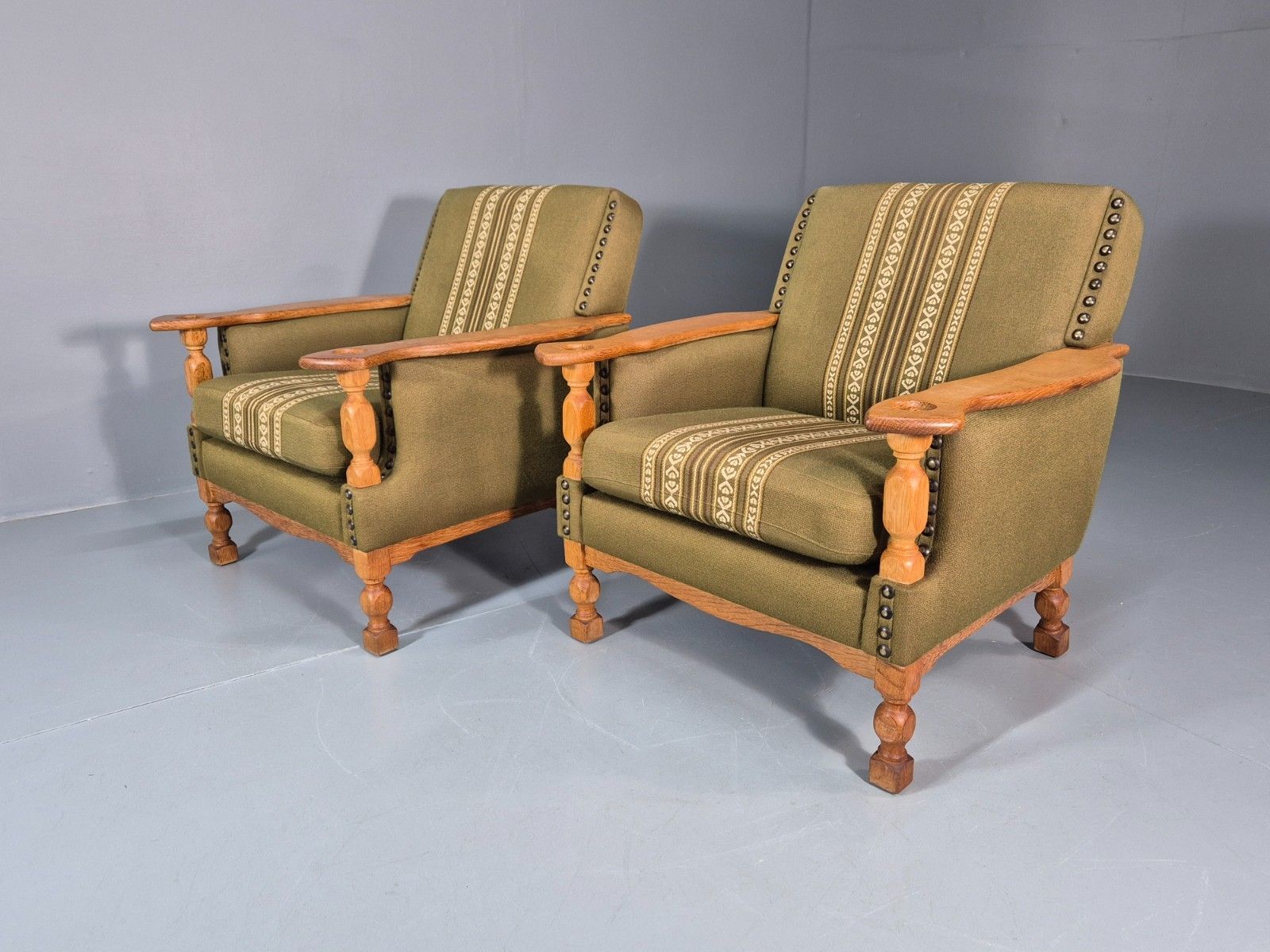 2 Kjaernulf Lounge Chairs Retro 1970s Green Light Oak Retro Eb10750 Vclo photo buy