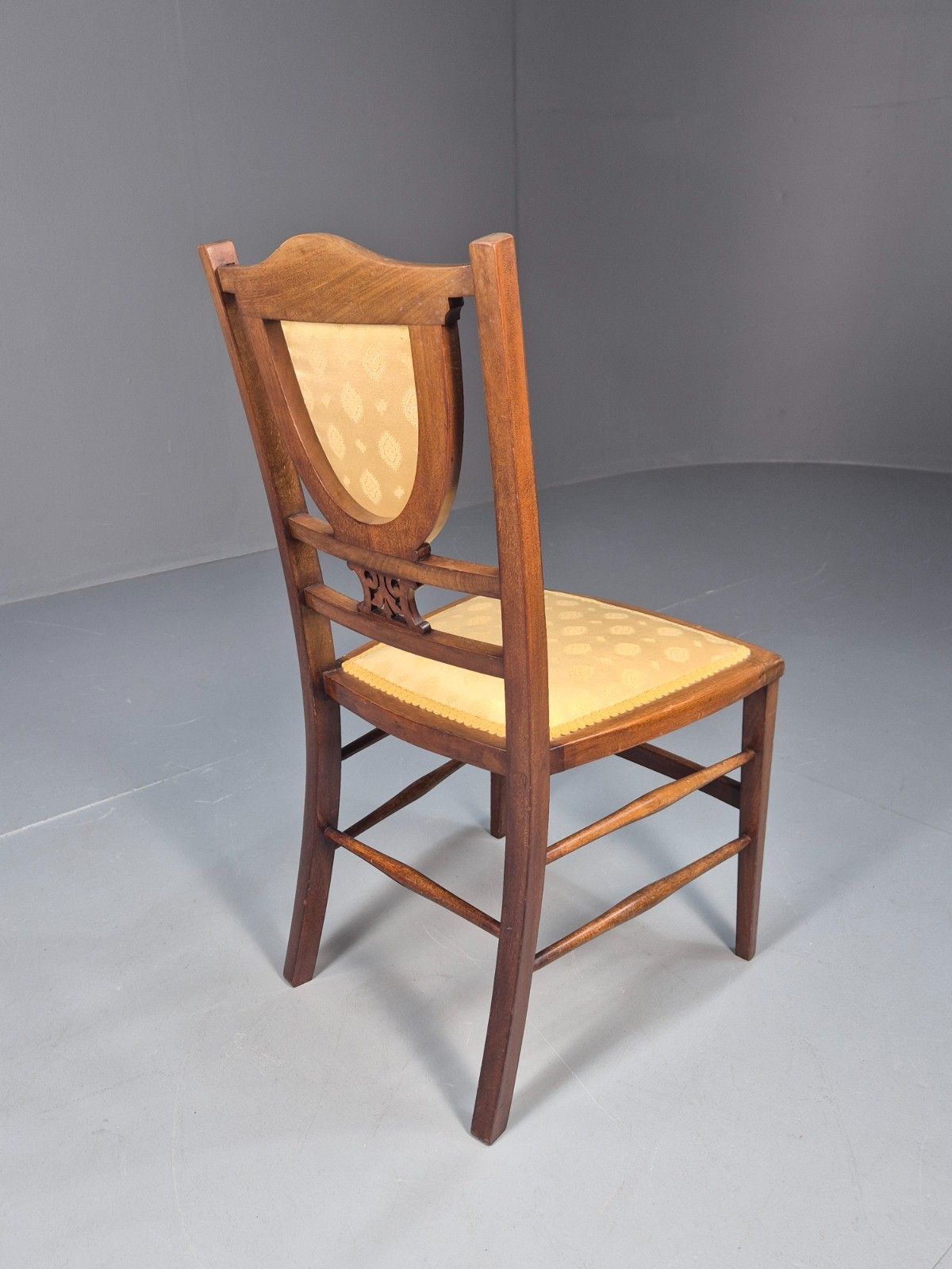 Antique Edwardian Dining Chair Mahogany Inlay Gold Upholstery  Eb10716 Vdin photo buy