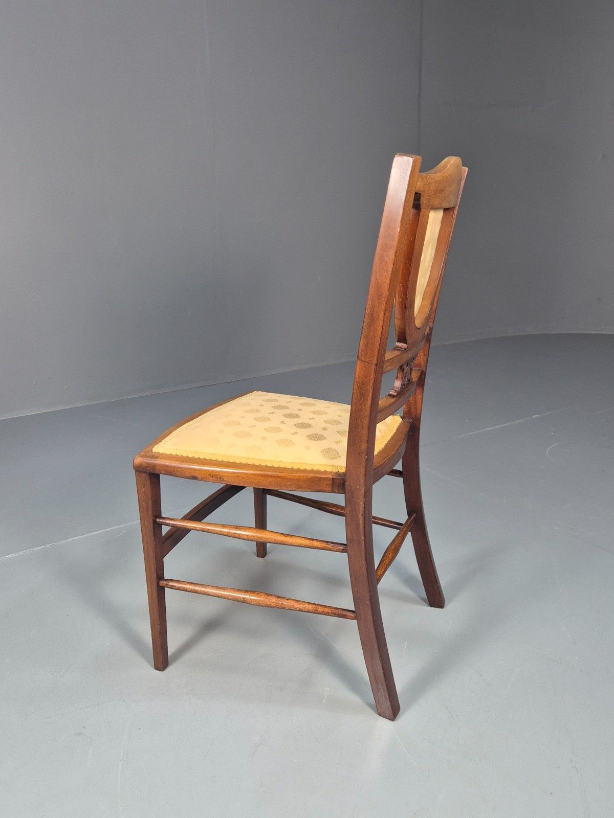 photo furniture Antique Edwardian Dining Chair Mahogany Inlay Gold Upholstery  Eb10716 Vdin