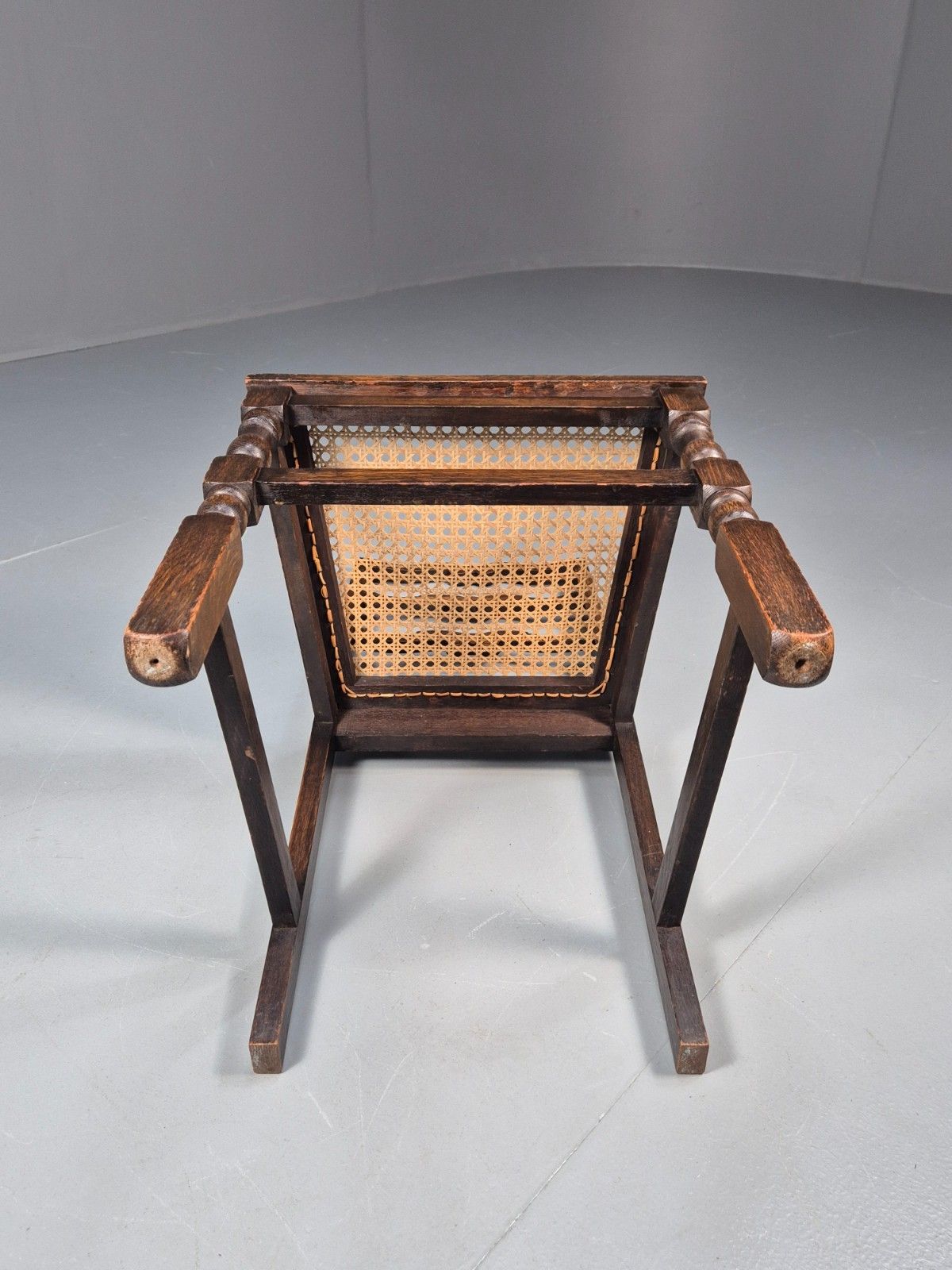 60.0 Vintage Oak Dining Chair Cane Seat  1930s Antique Eb10700 Vber photo