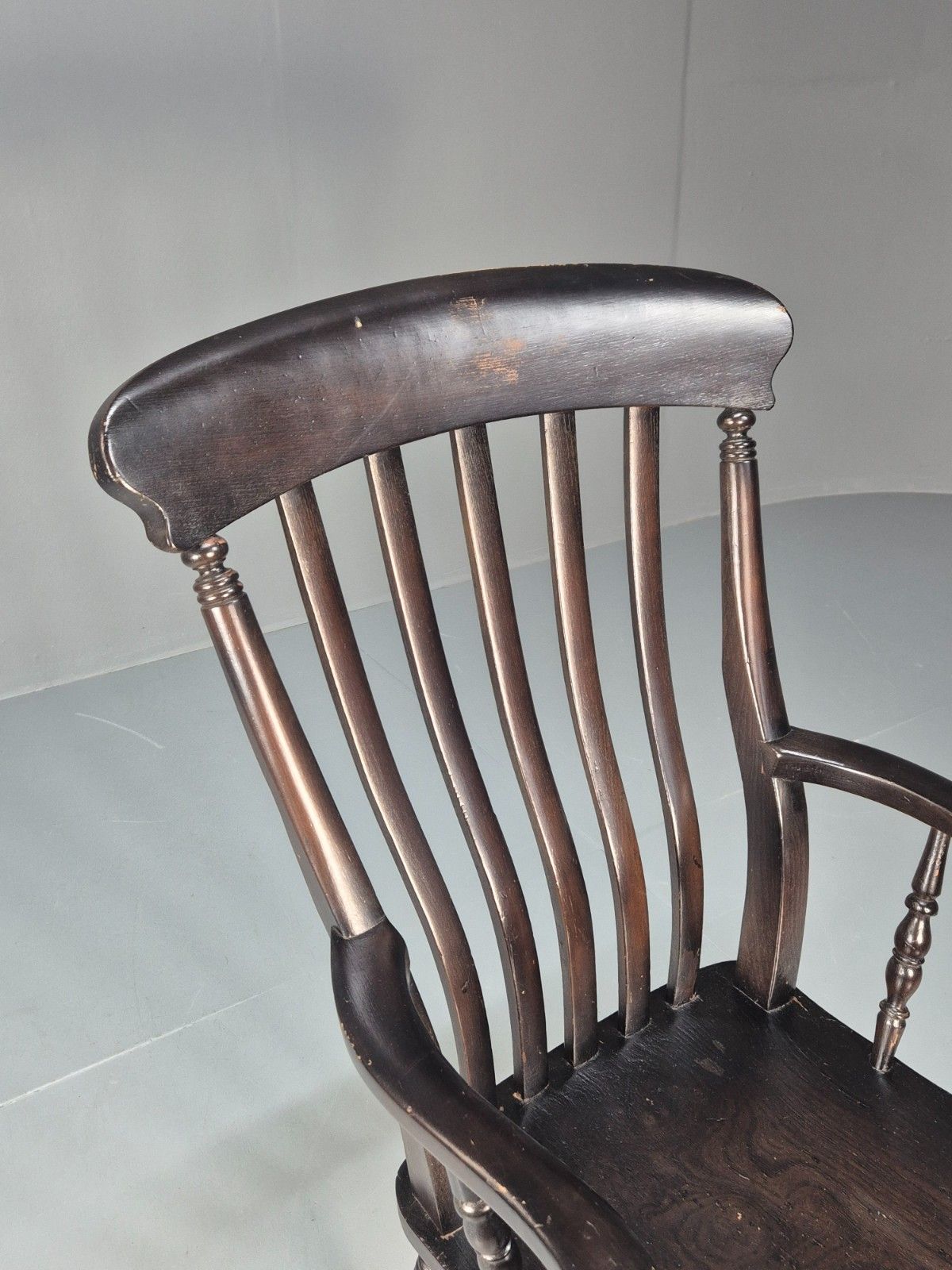 Victorian Grandfather Chair Lathe Back Overpainted Elm And Beech Eb10697 Vdin photo 175.0
