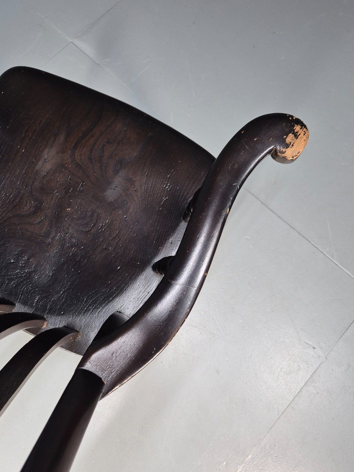 photo for sale Victorian Grandfather Chair Lathe Back Overpainted Elm And Beech Eb10697 Vdin