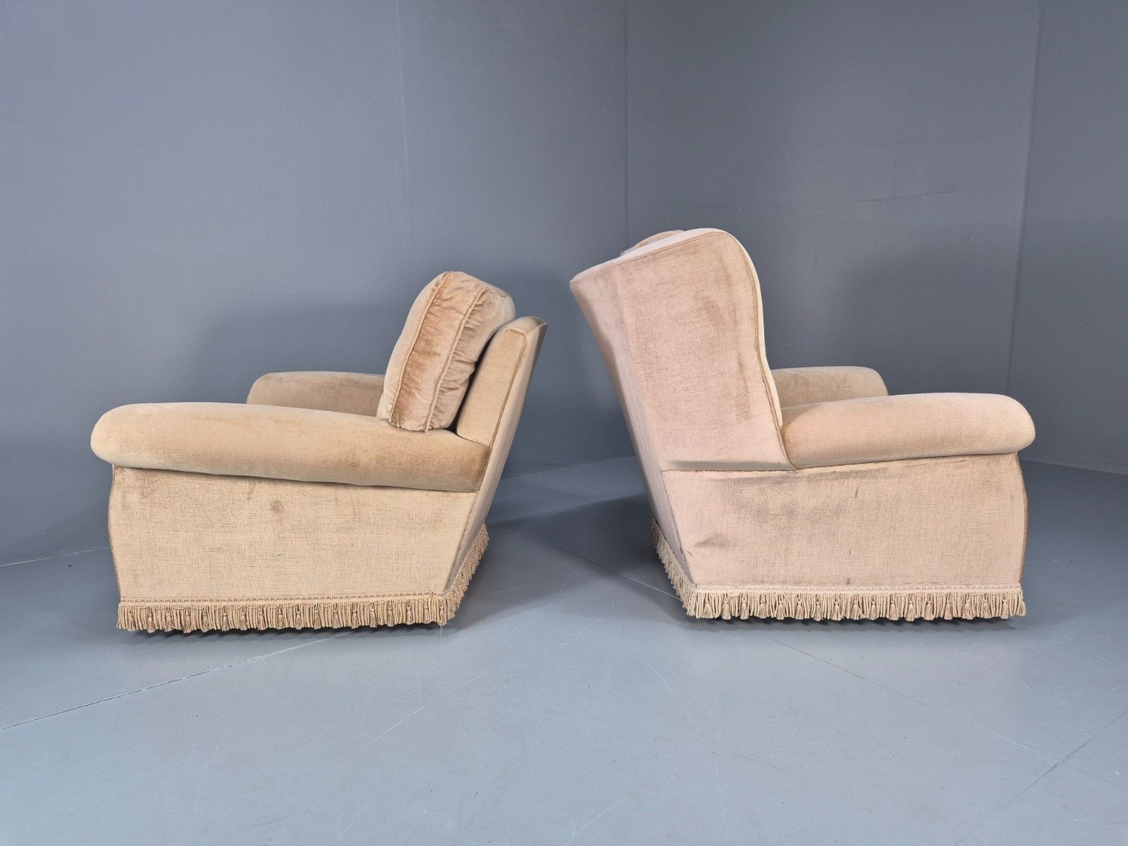 1970s Luxury Lounge Chairs Lowback And Wingback Gold Velour Retro  Eb10631 Vclo photo vinterior