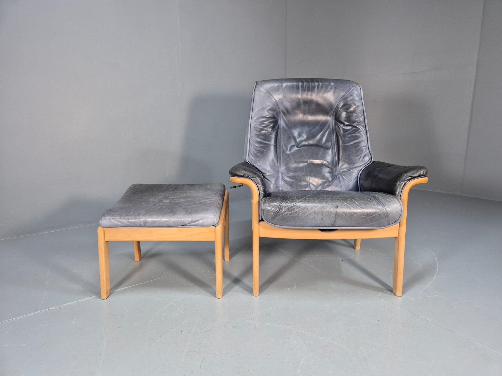 Mogens Hansen Leather Chair And Footstool Vintage Danish Design 1990 Eb9270 Mnor photo buy