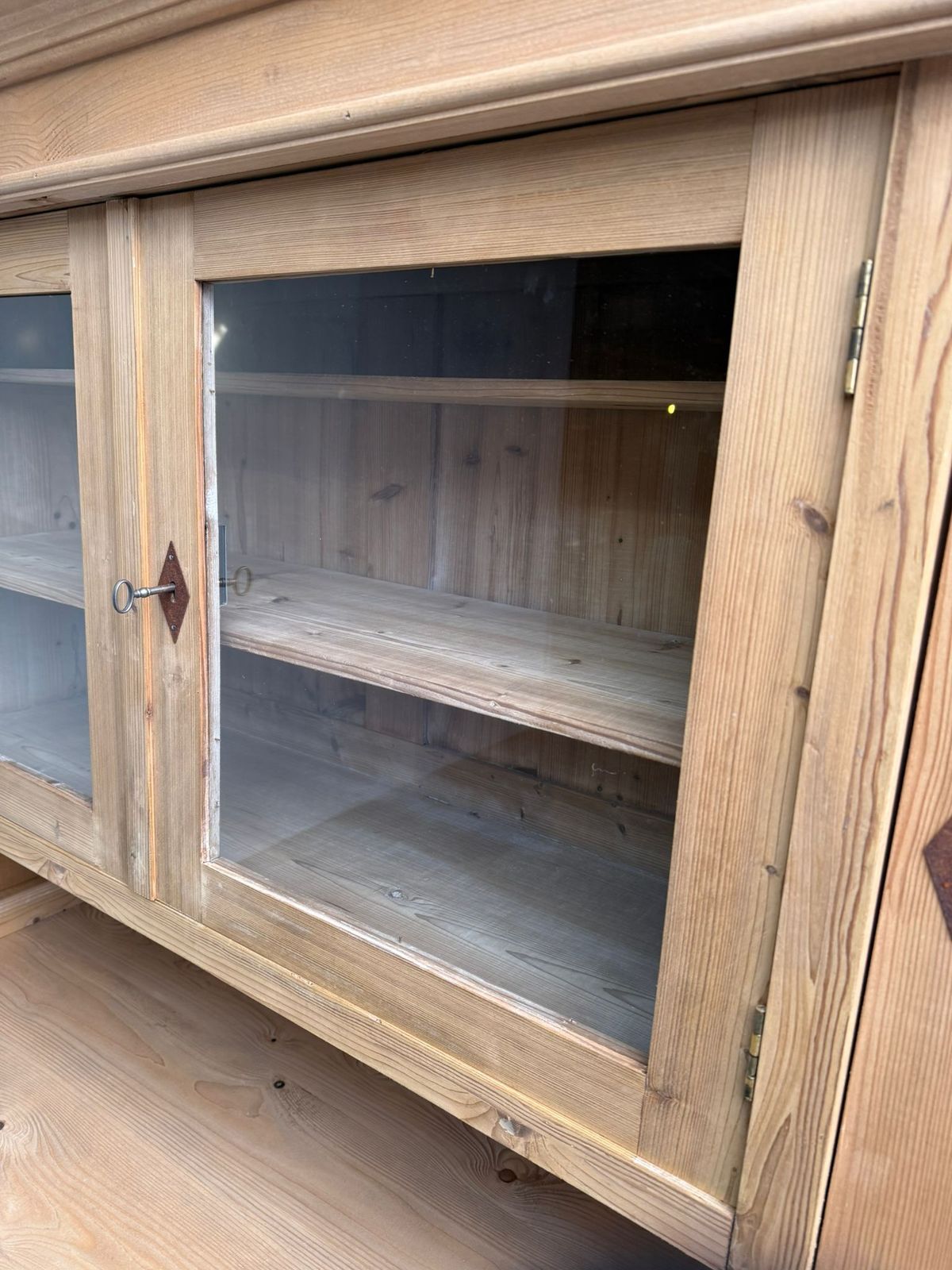 A Quality Low & Wide Antique Pine Cottage Kitchen Dresser To Wax / Paint photo Furniture