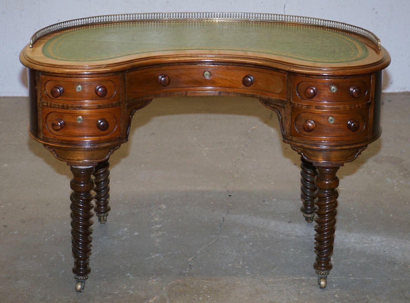 Gillow's Of Lancaster Regency Military Campaign Kidney Desk Brass Gallery Rail photo furniture