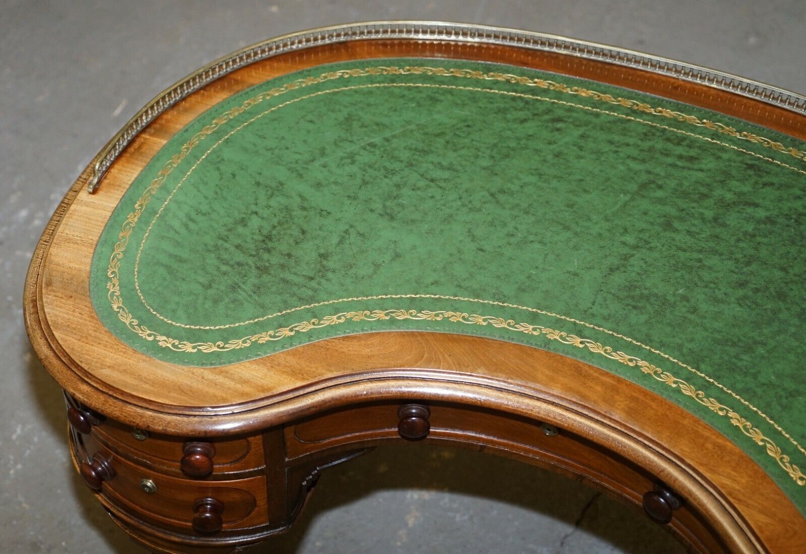 Gillow's Of Lancaster Regency Military Campaign Kidney Desk Brass Gallery Rail photo Furniture