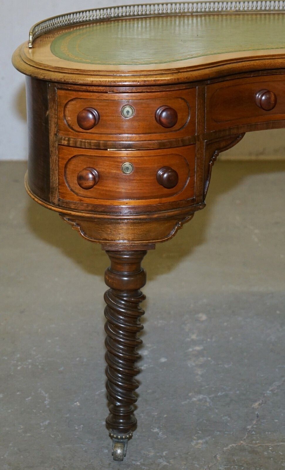 Gillow's Of Lancaster Regency Military Campaign Kidney Desk Brass Gallery Rail photo 8000.0