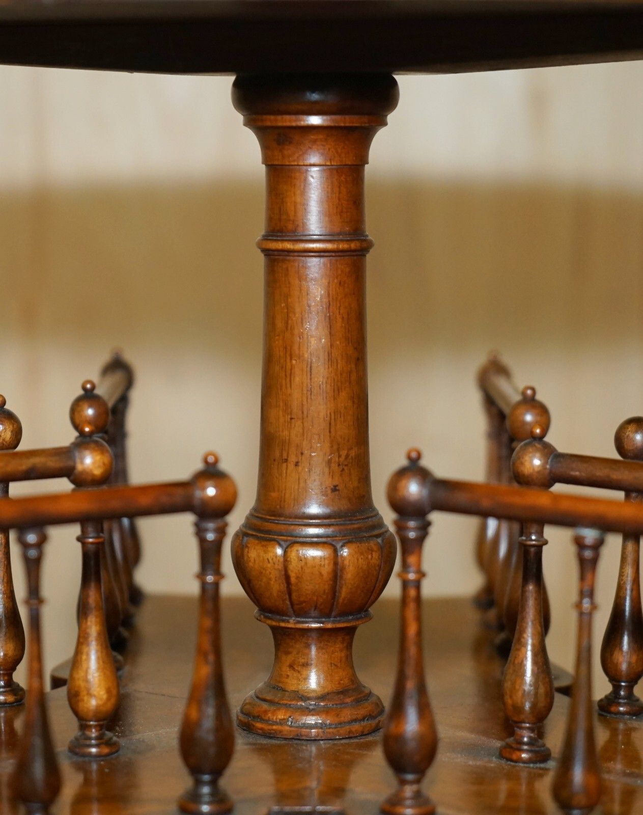 Antique  Restored Victorian Burl Walnut Library Revolving Book Table Bookcase photo vintage