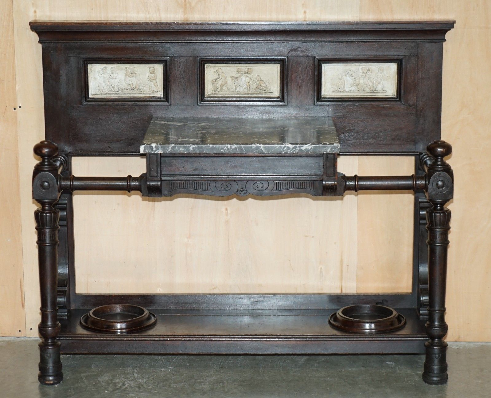 John Maple & Co Mahogany & Marble With Italian Plaster Friezes Umbrella Stand photo Home Decor