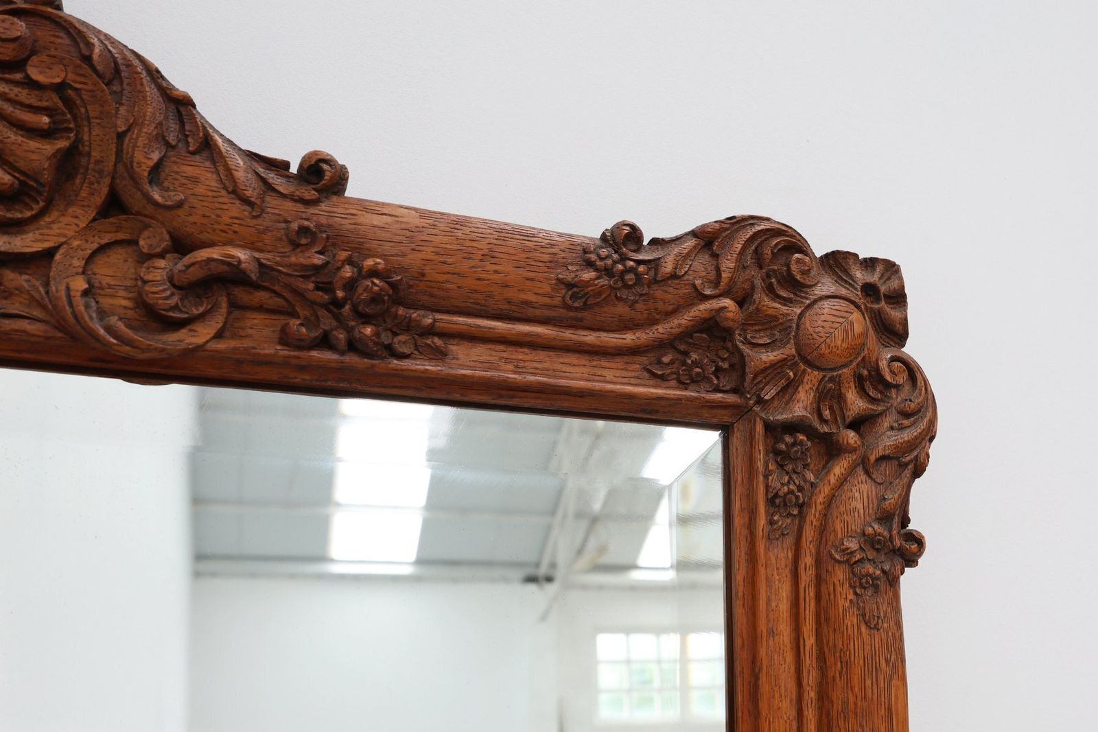 photo furniture French Baroque Carved Wooden Beveled Mirror, 1890s