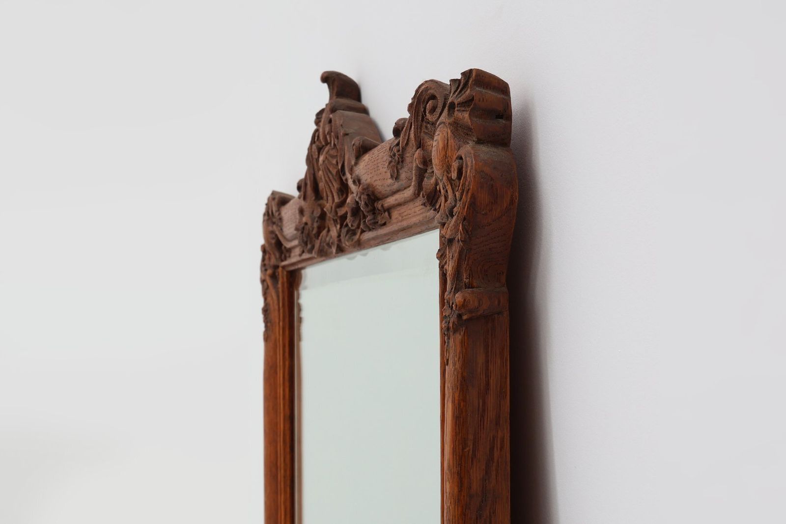 1589.0 French Baroque Carved Wooden Beveled Mirror, 1890s photo