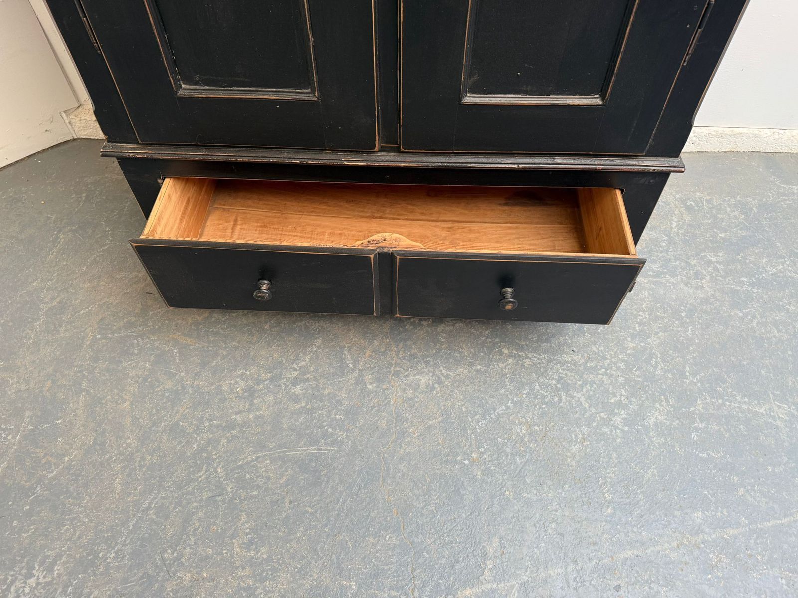 A Trendy Victorian Pine Painted Black Child / Hall Wardrobe photo buy