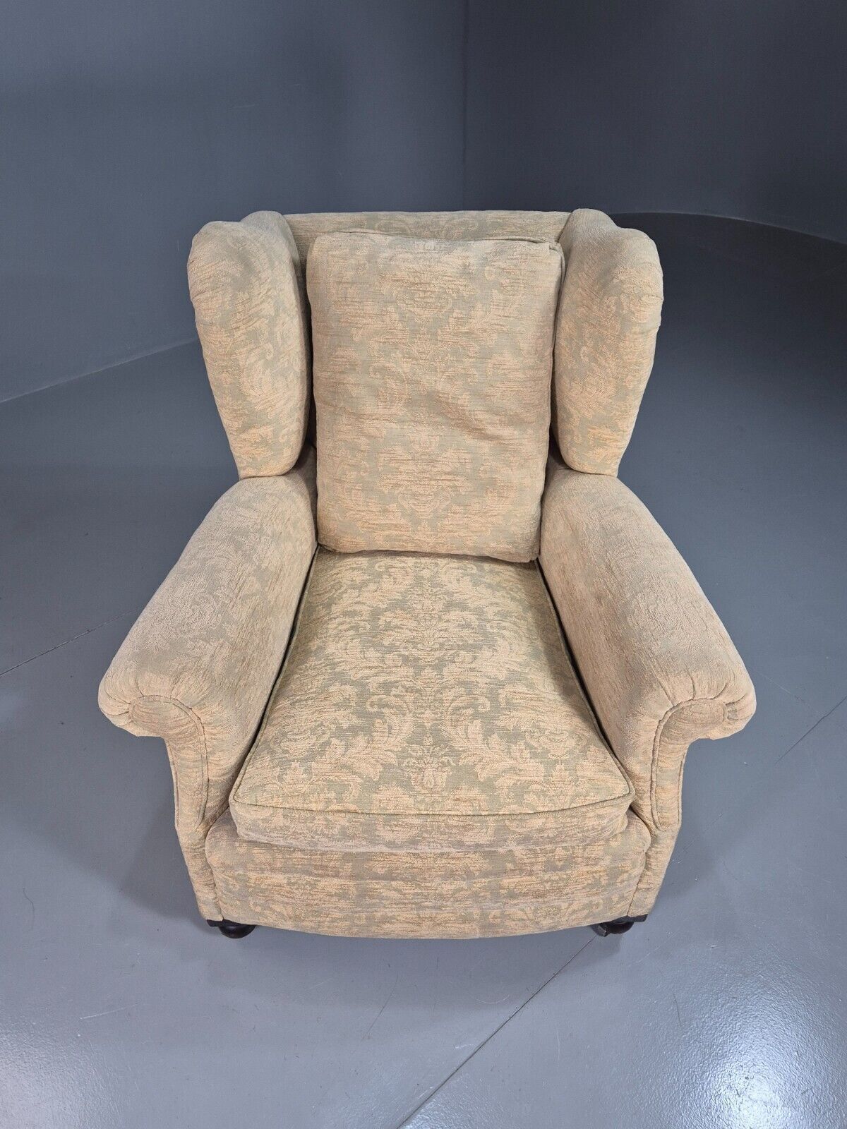 Vintage Wing Back Lounge Chair Floral Damask Edwardian Antique Eb7787 Vclo photo furniture