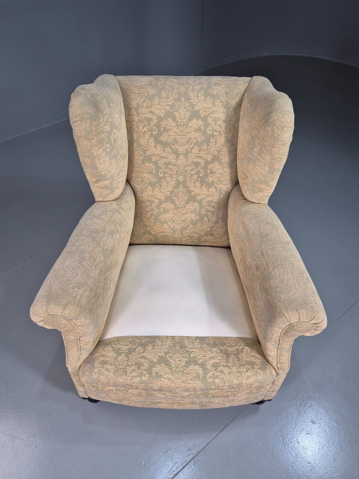 Vintage Wing Back Lounge Chair Floral Damask Edwardian Antique Eb7787 Vclo photo buy