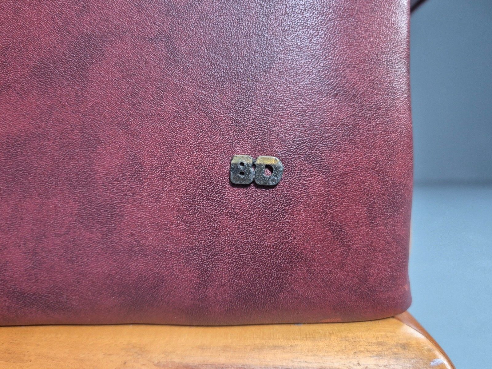 350.0 Vintage Danish 2 Seat Sofa Red Leather Wood Trim 1990s Retro Eb8567 M2ss photo