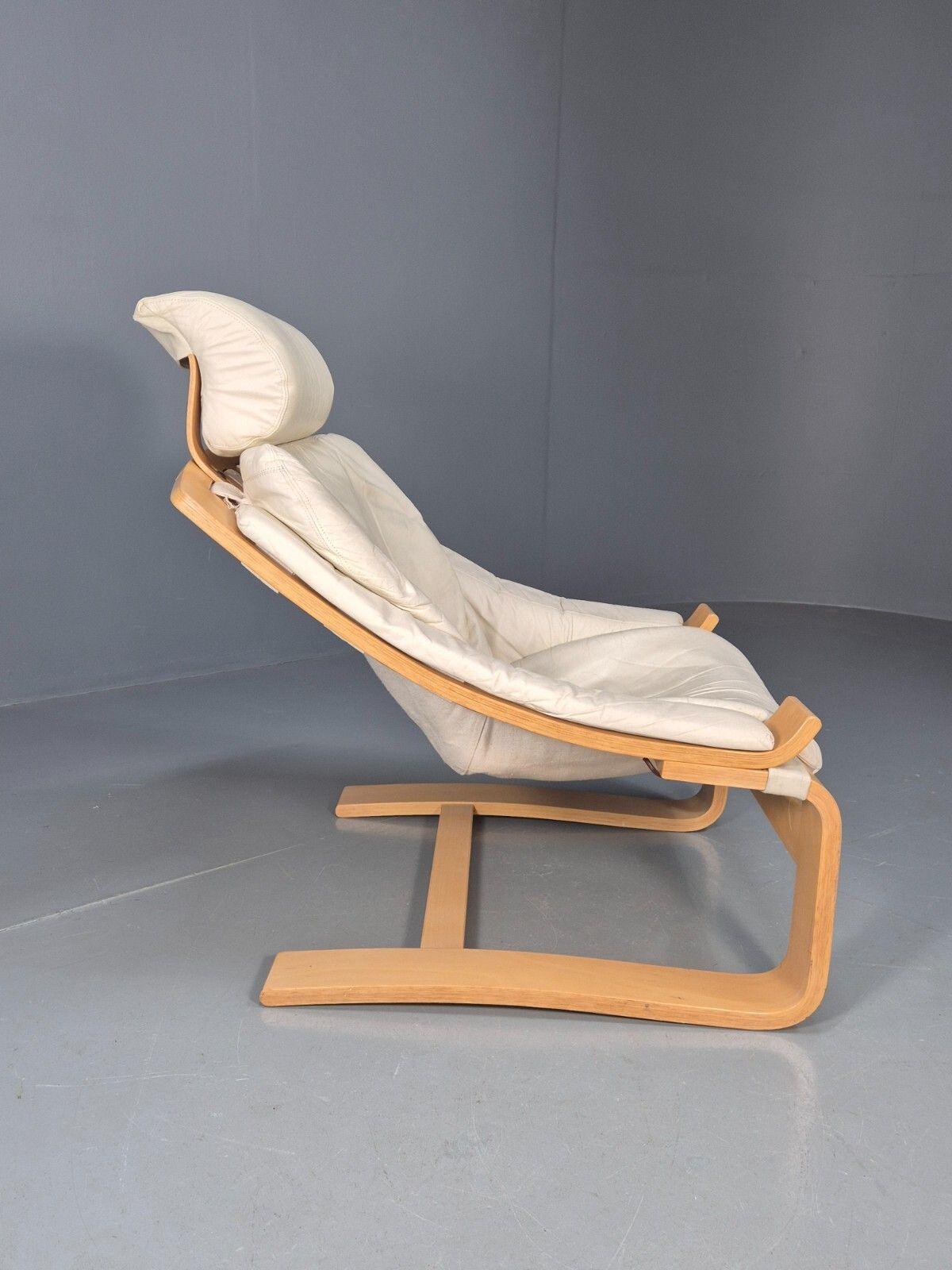 Vintage Swedish Lounge Chair Cream Leather Bentwood Krokken 1970 Mcm Eb8510 Mben photo vintage
