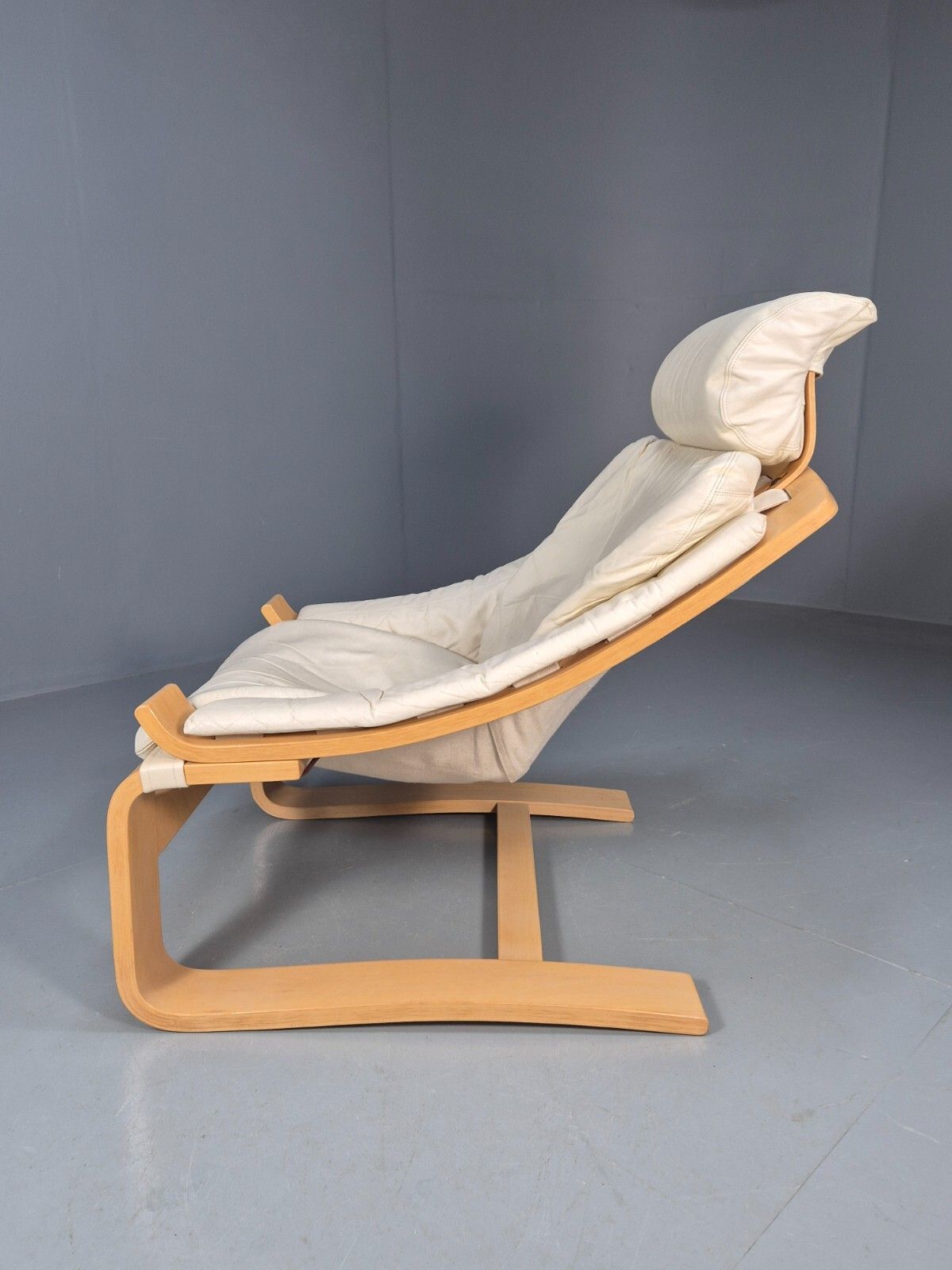 photo vinterior Vintage Swedish Lounge Chair Cream Leather Bentwood Krokken 1970 Mcm Eb8510 Mben