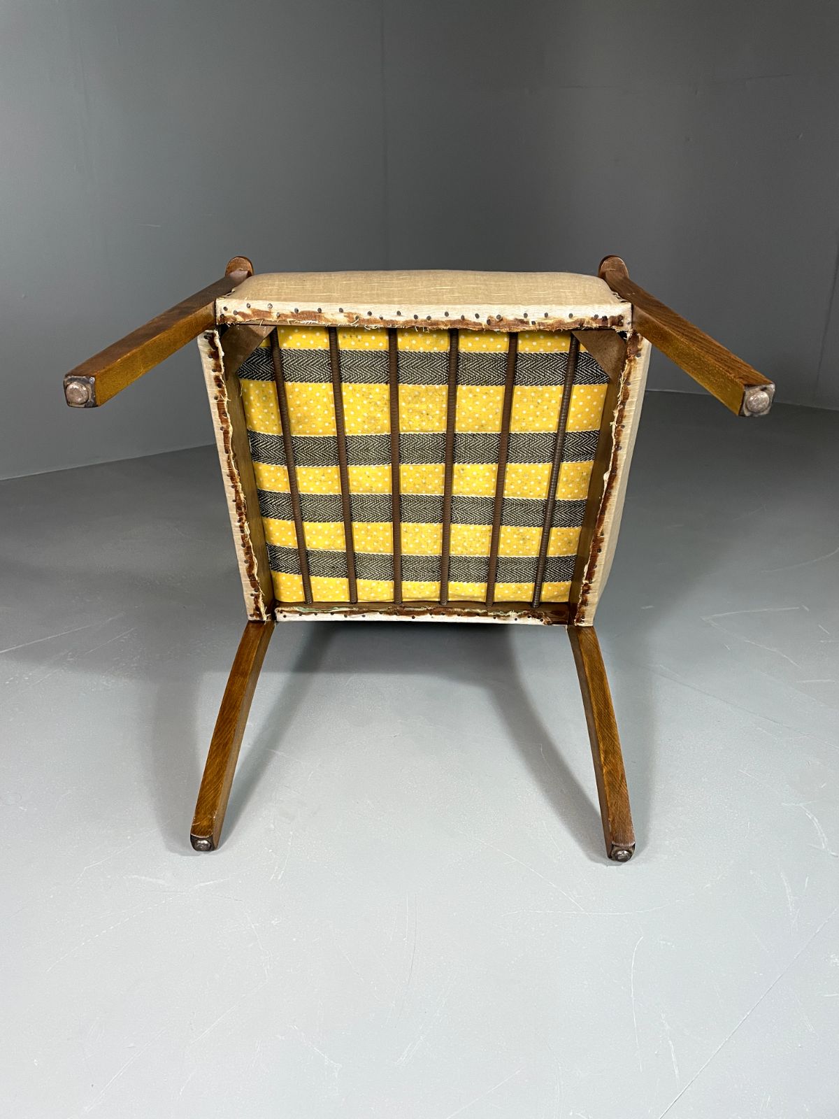 Vintage Danish Highback Armchair Cream Velour Studded Seating Vclo Eb6009 photo vinterior