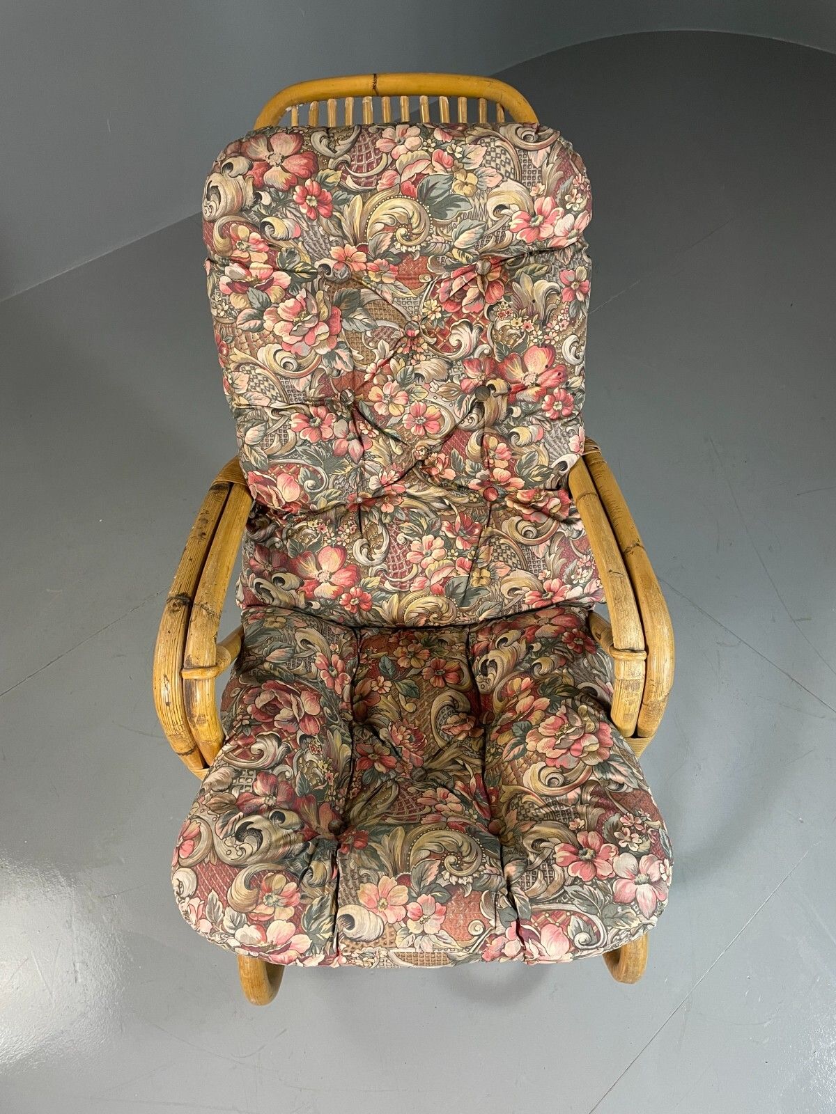 Vintage Cane Rocking Chair Floral 1970s Retro Eb6413 Vber photo for sale