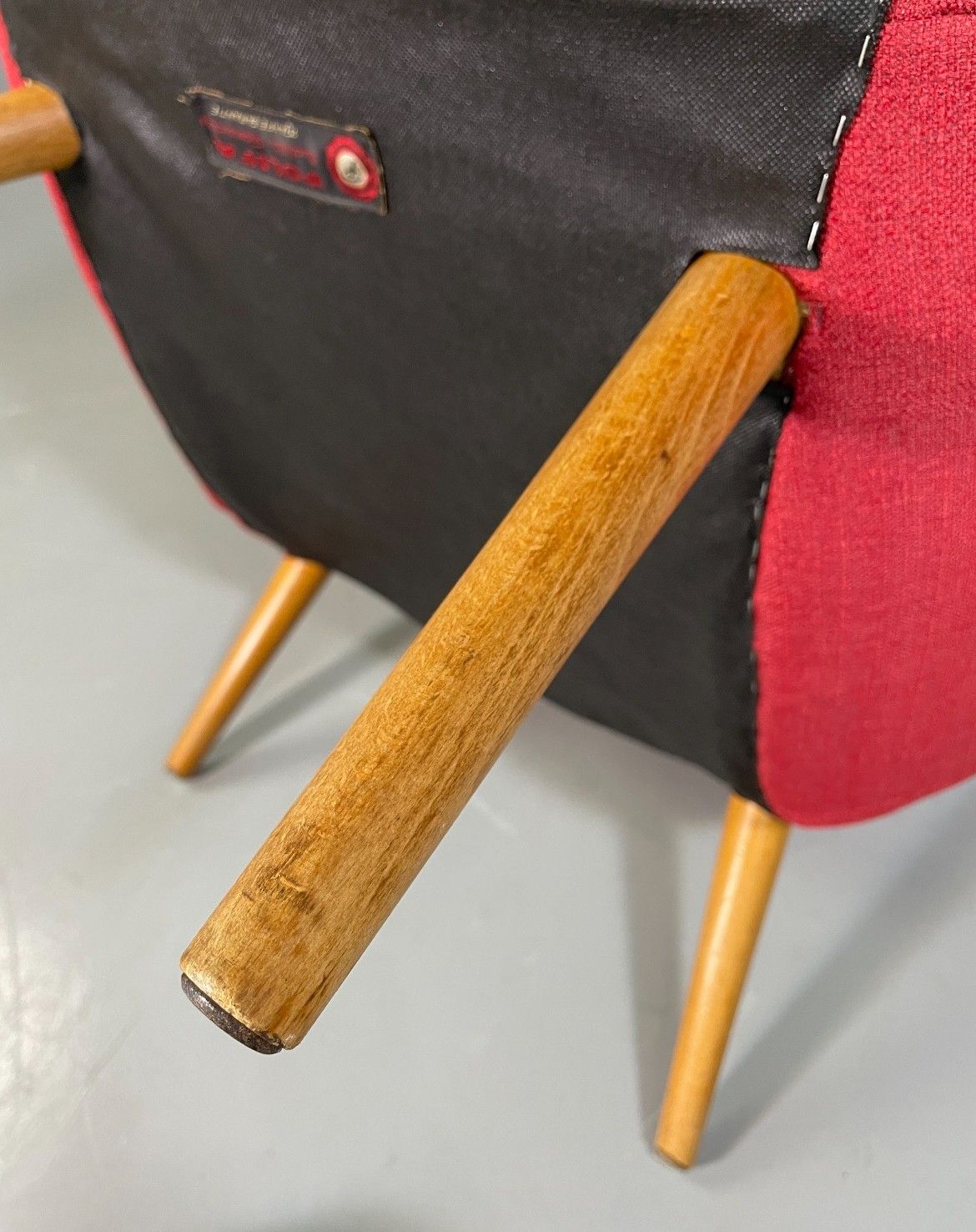 450.0 Mid Century Lounge Chair Scandinavian Red Wool Upholstery Vintage Eb6423 Mnor photo