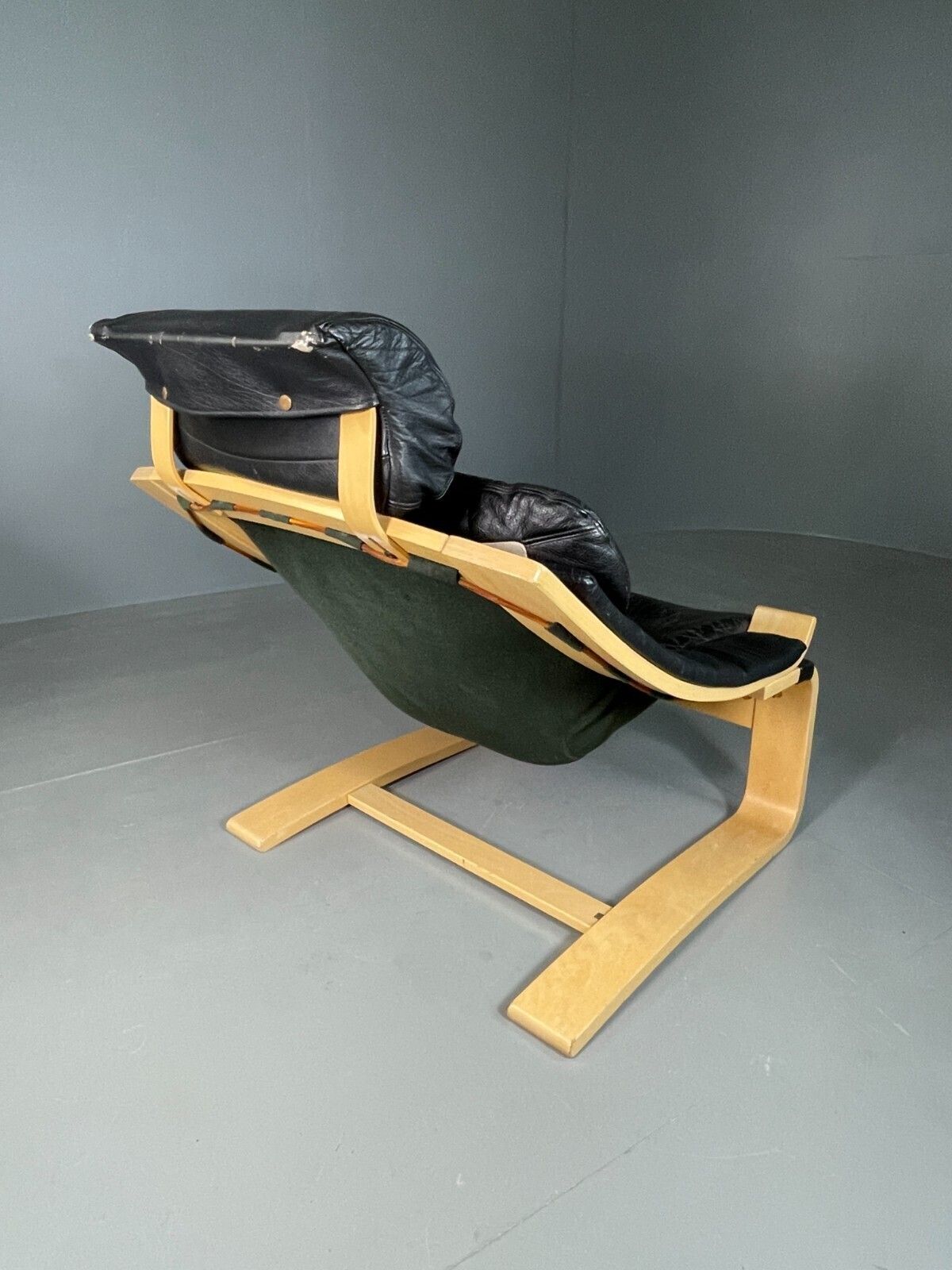 Vintage Swedish Lounge Chair Black Leather Krokken Retro Mcm Eb6604 Mben photo vinterior