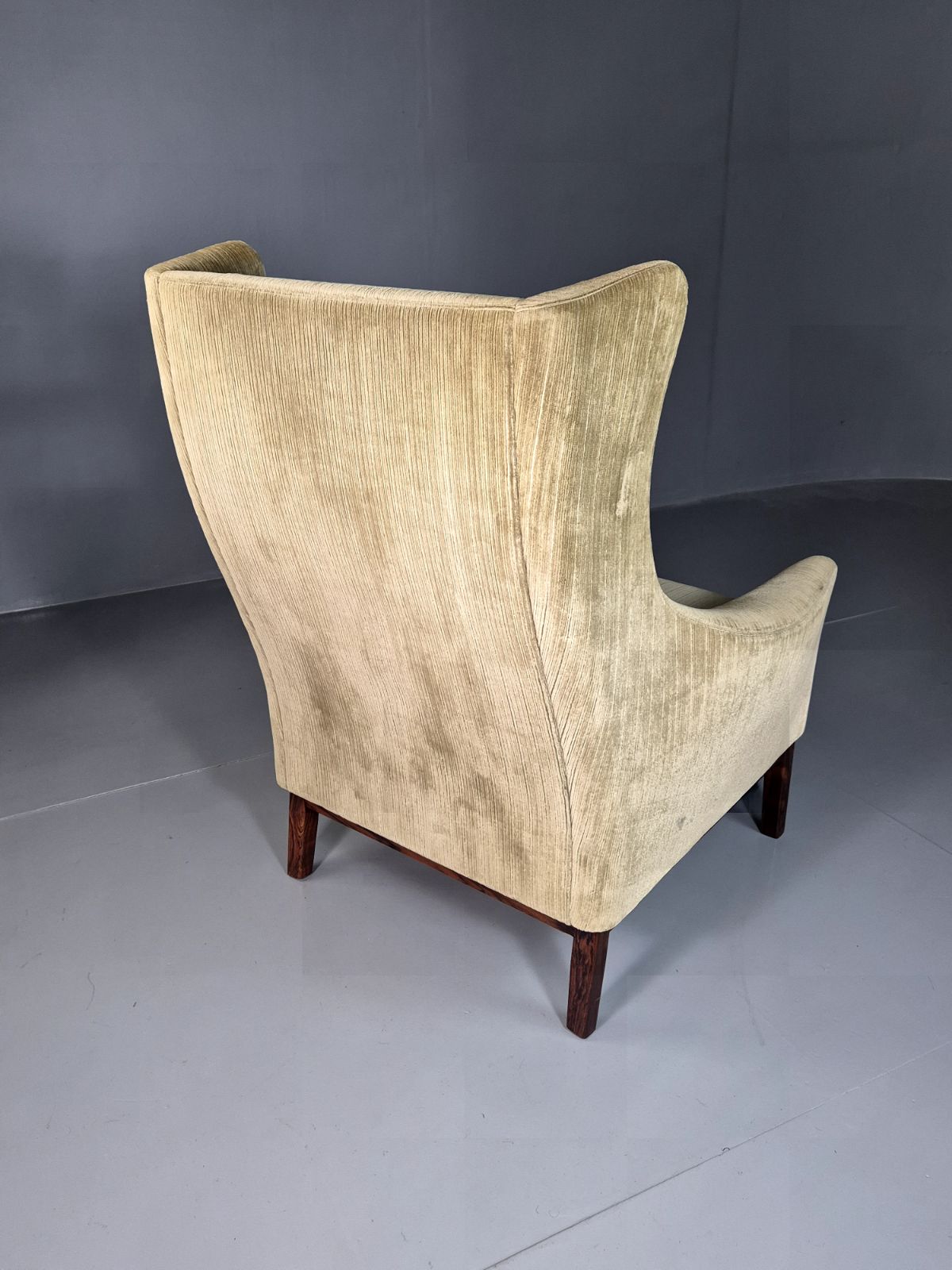 Furniture Vintage Swedish Wingback Chair Green Rosewood Bender Ikea 1960s Mcm Eb6997 Mnor photo