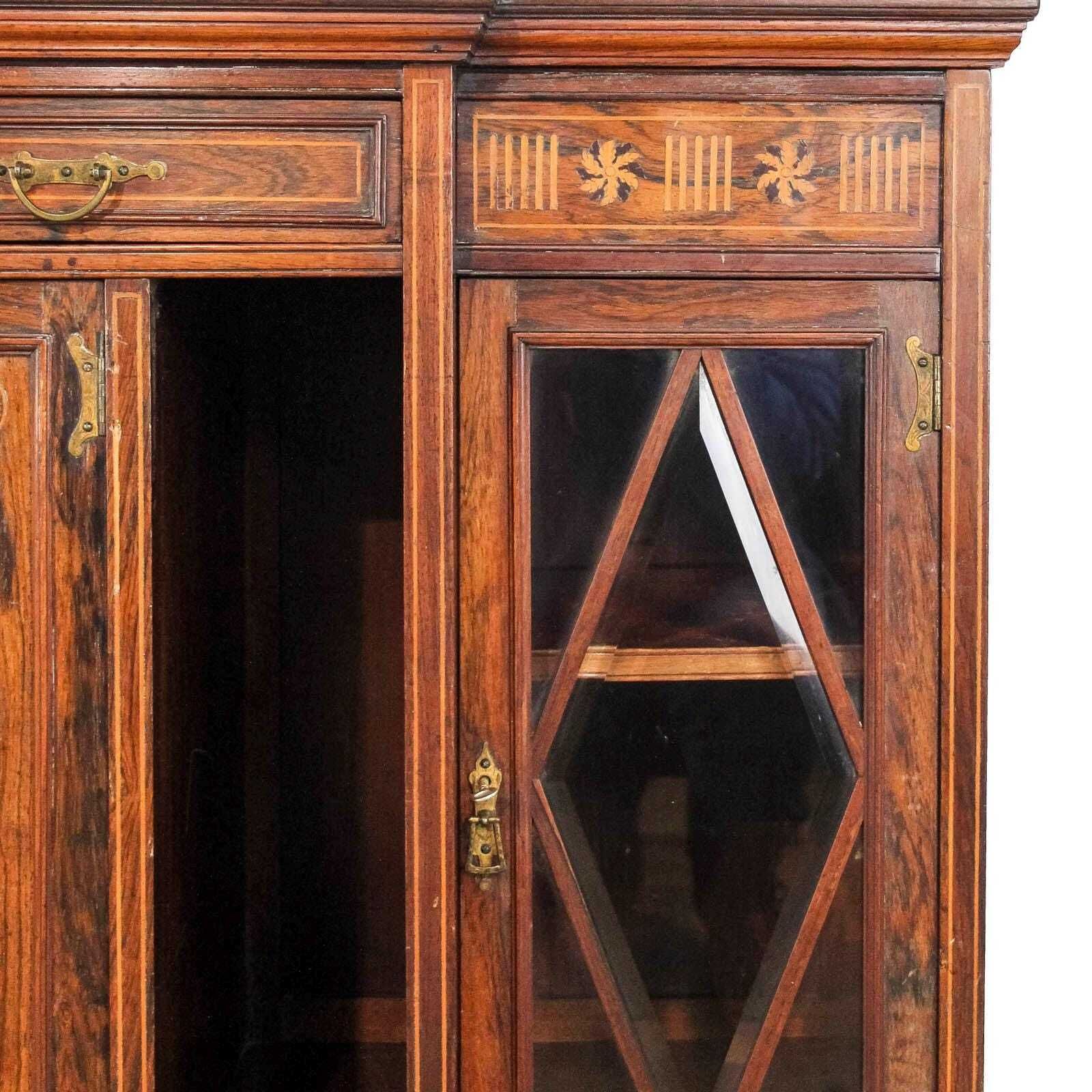 Edwardian Rosewood Inlaid Side Cabinet  | Antiques | Antique Cabinet | Antique Storage | Display Cabinet (M 6477) photo furniture