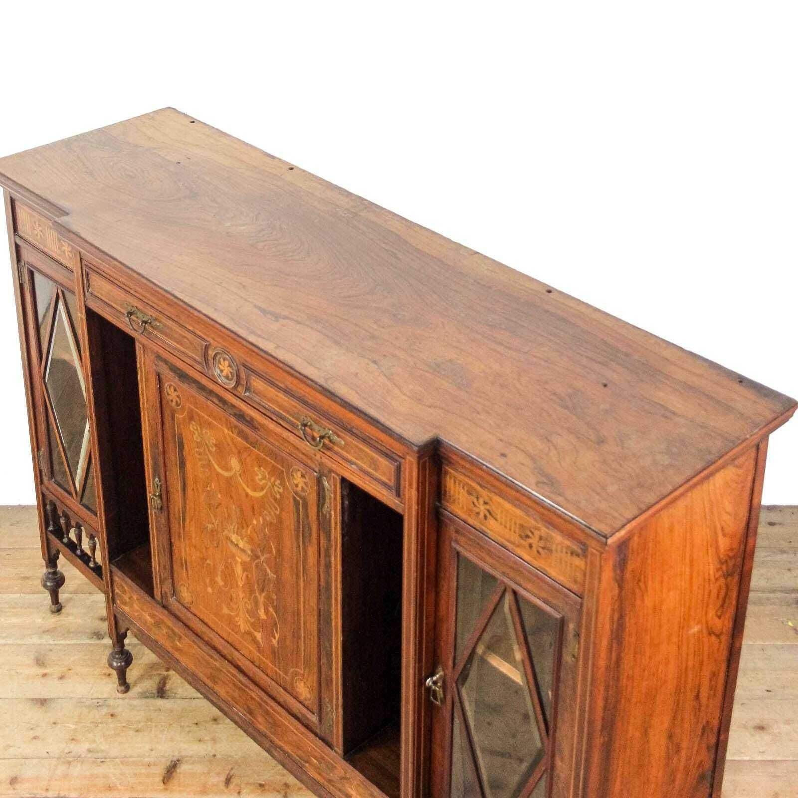 Edwardian Rosewood Inlaid Side Cabinet  | Antiques | Antique Cabinet | Antique Storage | Display Cabinet (M 6477) photo 595.0