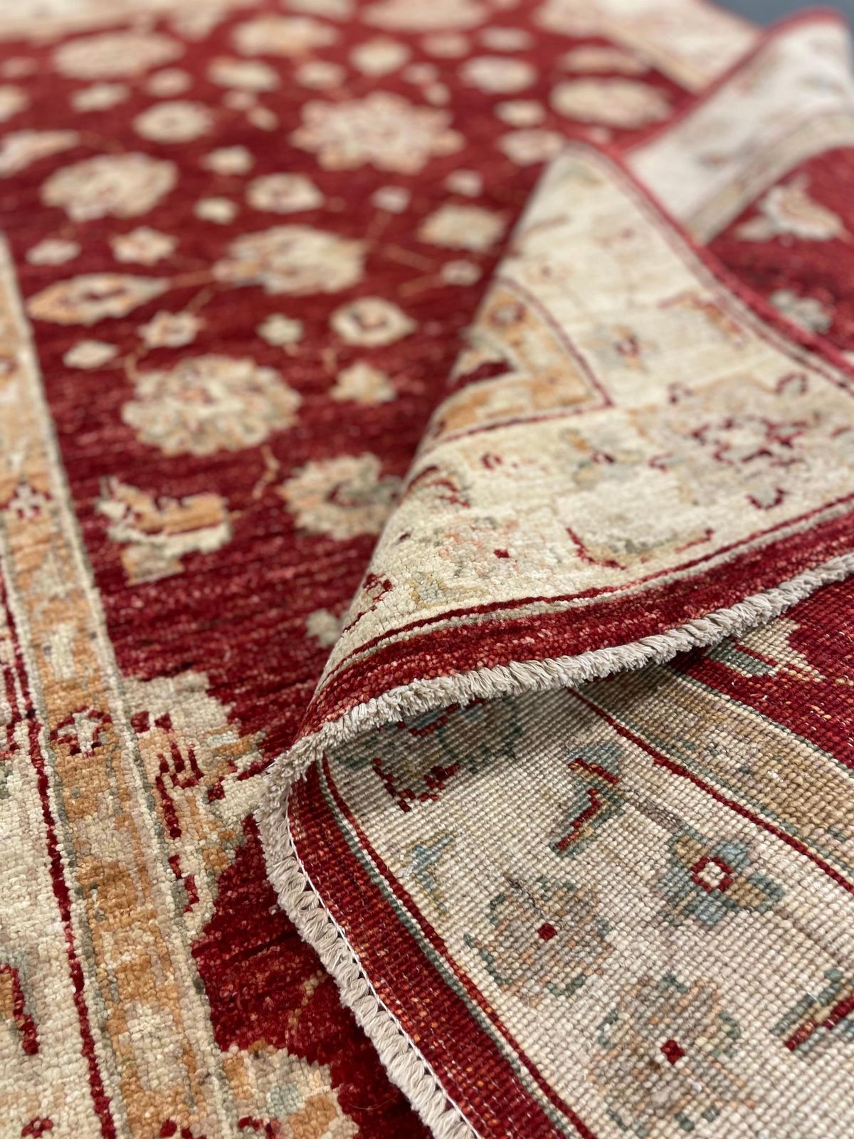 Textiles Handmade Wool Red Rug, Floral Oriental Carpet For Living Room 152x100cm photo