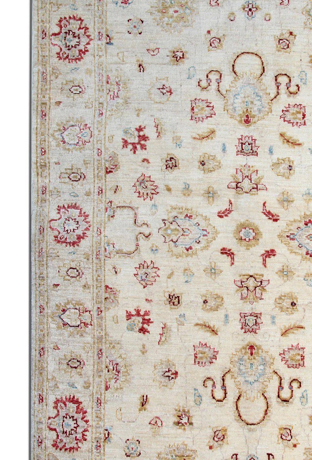 photo for sale Cream Wool Area Rug, Handwoven Floral Carpet, Traditional Decor 190x128cm