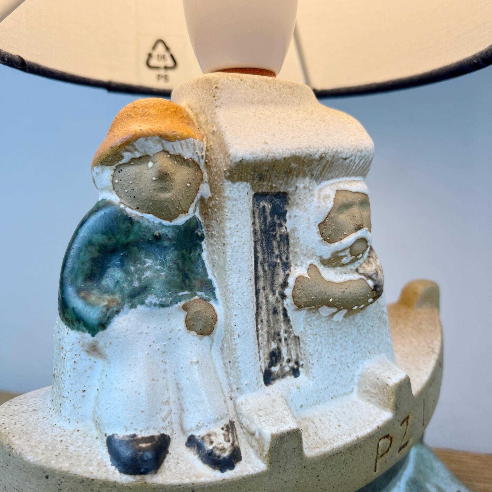 Lighting Vintage Tremaen Pottery Lamp,  Stoneware Penzance Fishing Boat photo