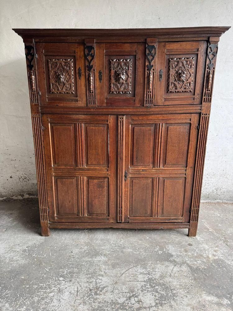 Antique Carved Wood Cabinet, 1800s photo furniture