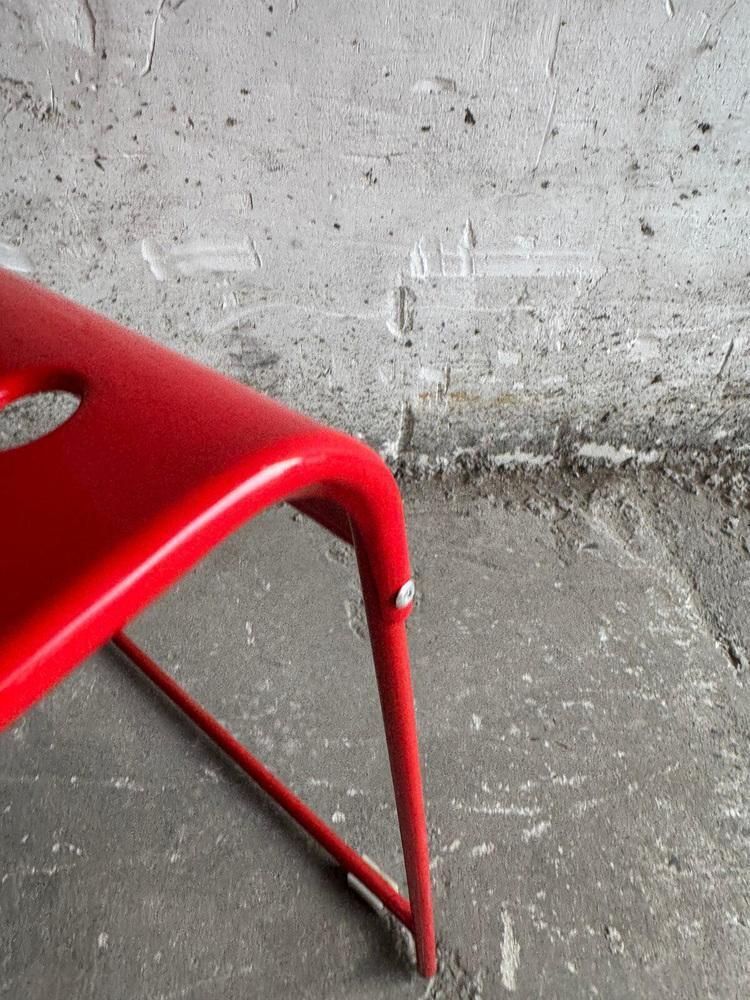 Red Omstak Chair By Rodney Kinsman For Bieffeplast, 1980 photo for sale