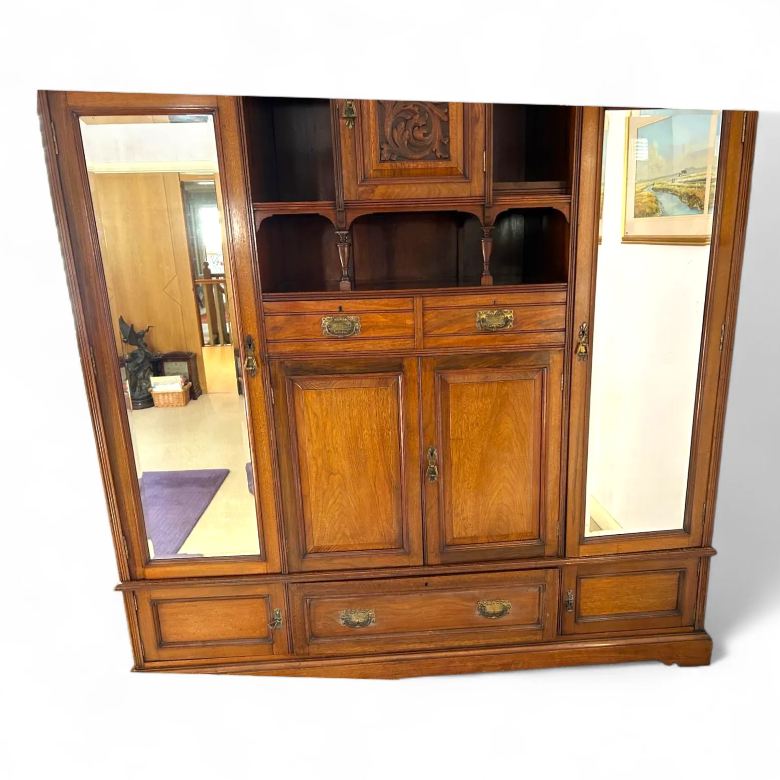 Wonderful Edwardian Oak Compactum Or Wardrobe C.1910 photo for sale