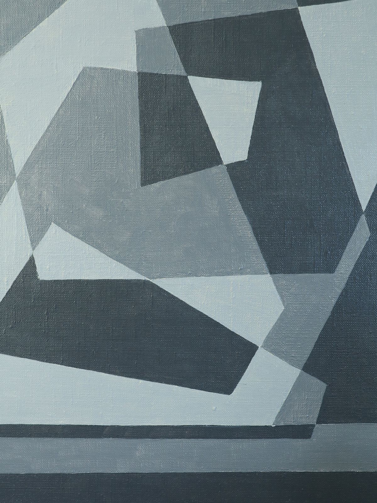 Geometry In Grey Oil Painting, Mid 20th Century photo vintage