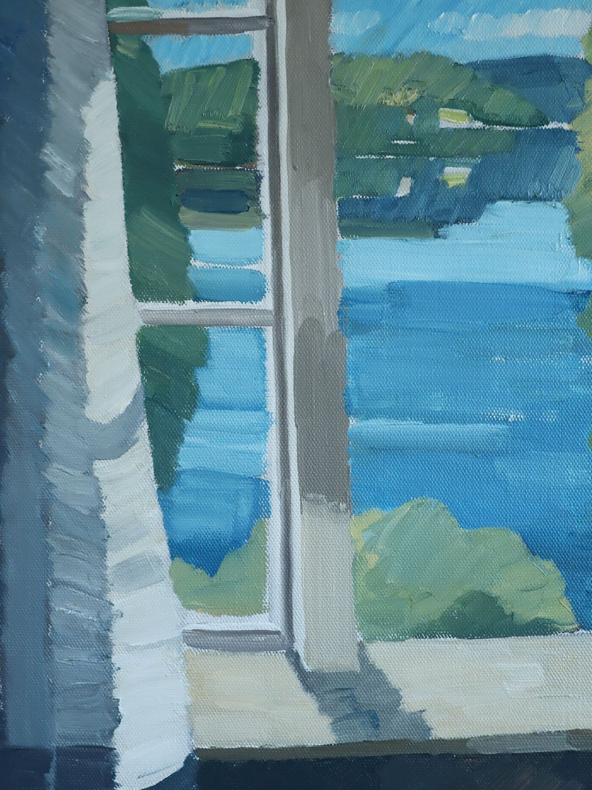 View Across The Lake Oil Painting photo vintage