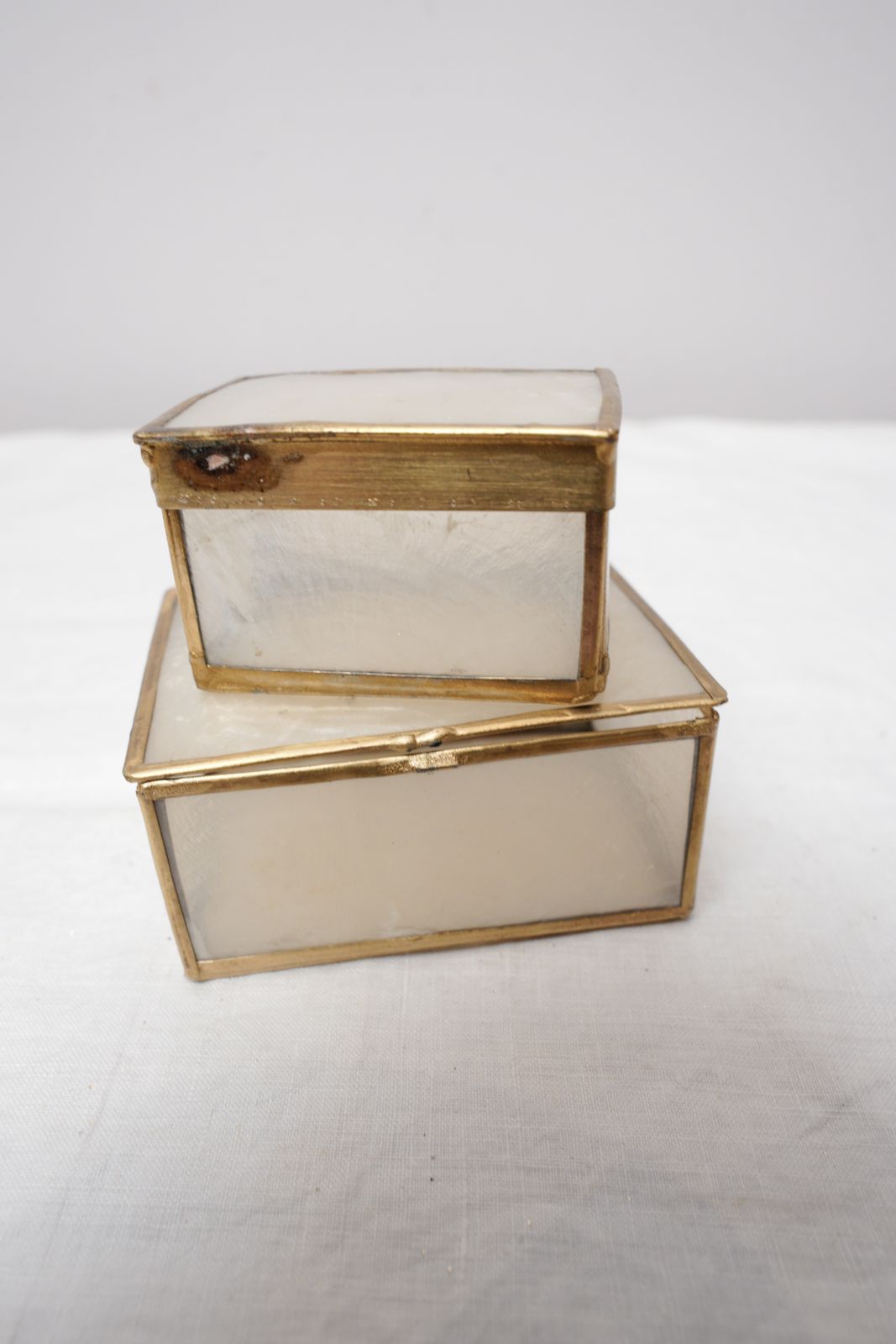 photo furniture Vintage Mother Of Pearl Trinket Jewellery Boxes With Brass Features