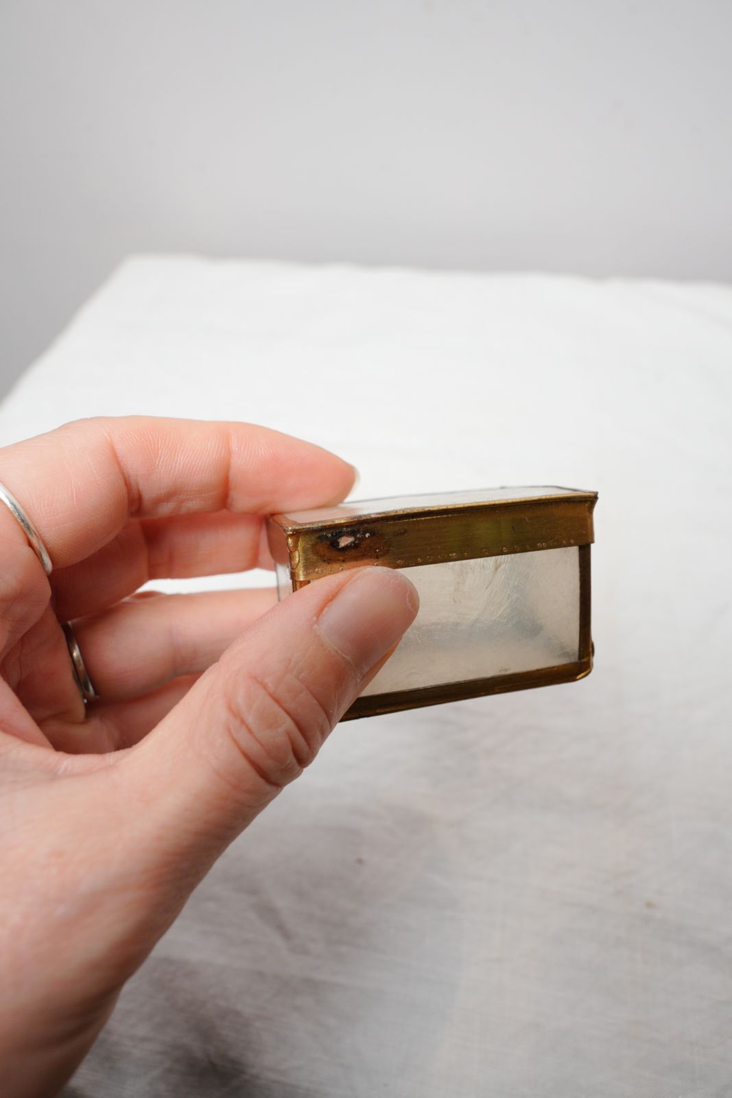 Home Decor Vintage Mother Of Pearl Trinket Jewellery Boxes With Brass Features photo