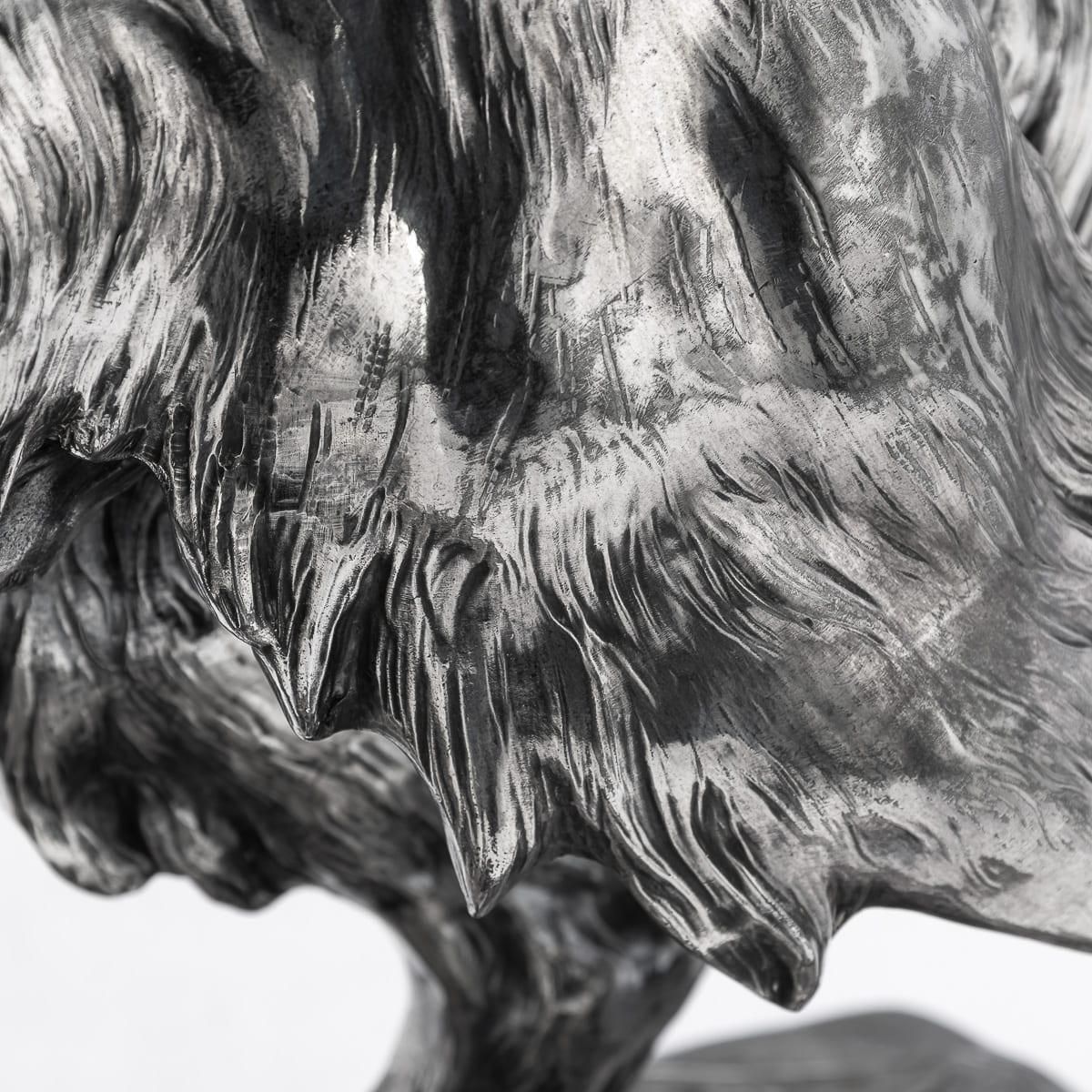 photo vinterior Antique 20thc Continental Silver Plated Hunting "Setter Dog" Statue C.1910