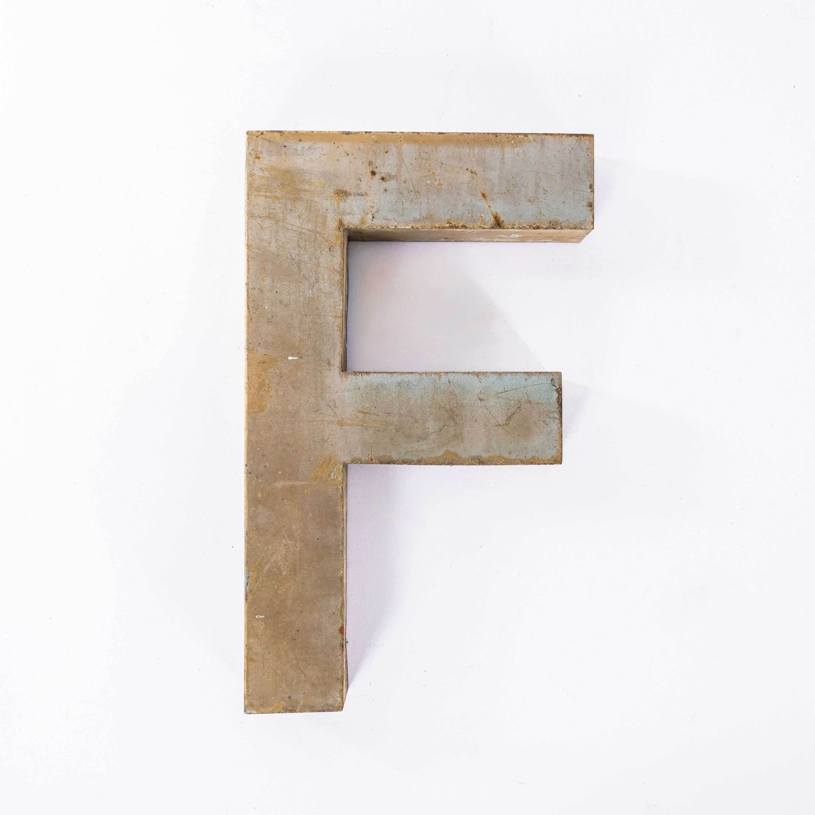 1950's Original Large French Metal Shop Signage Letters   Letter F