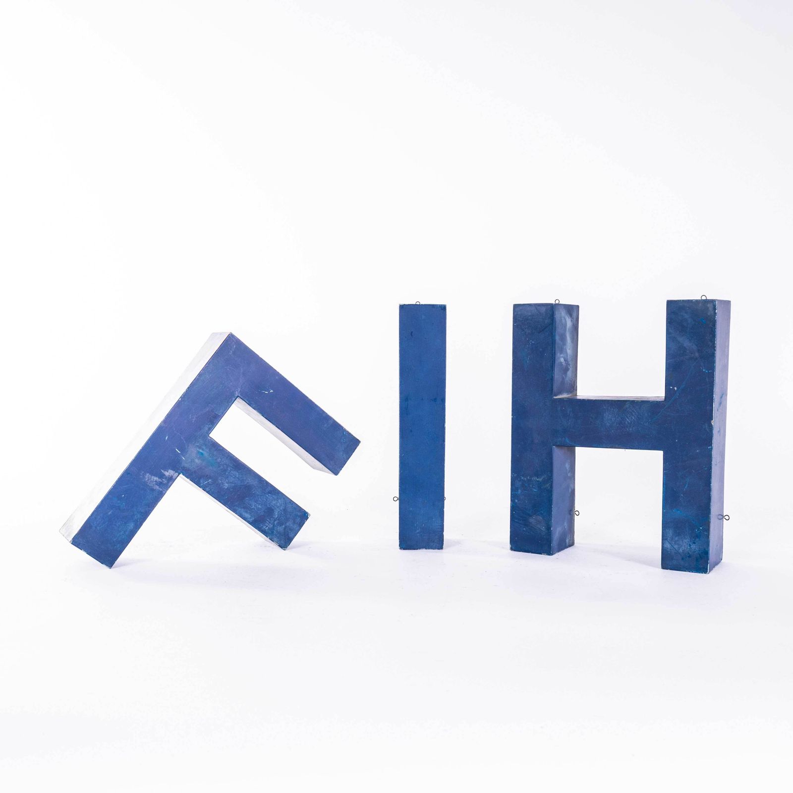 1950's Original Large French Metal Shop Signage Letters   Letter H photo for sale