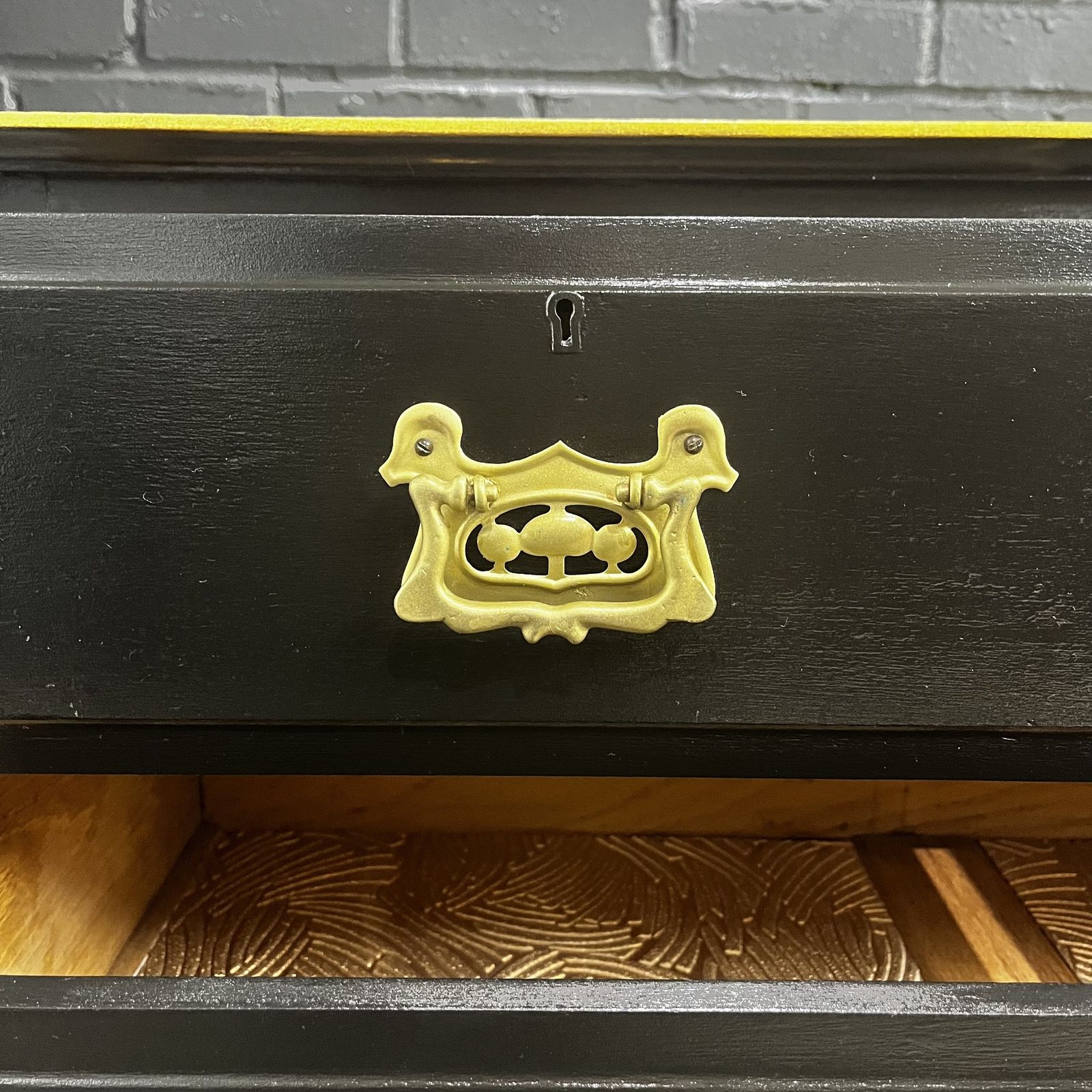 photo for sale Black & Gold, Geometric Stencilled Upcycled, Painted Dresser – Striking Modern Glamour With Hand Finished Detail