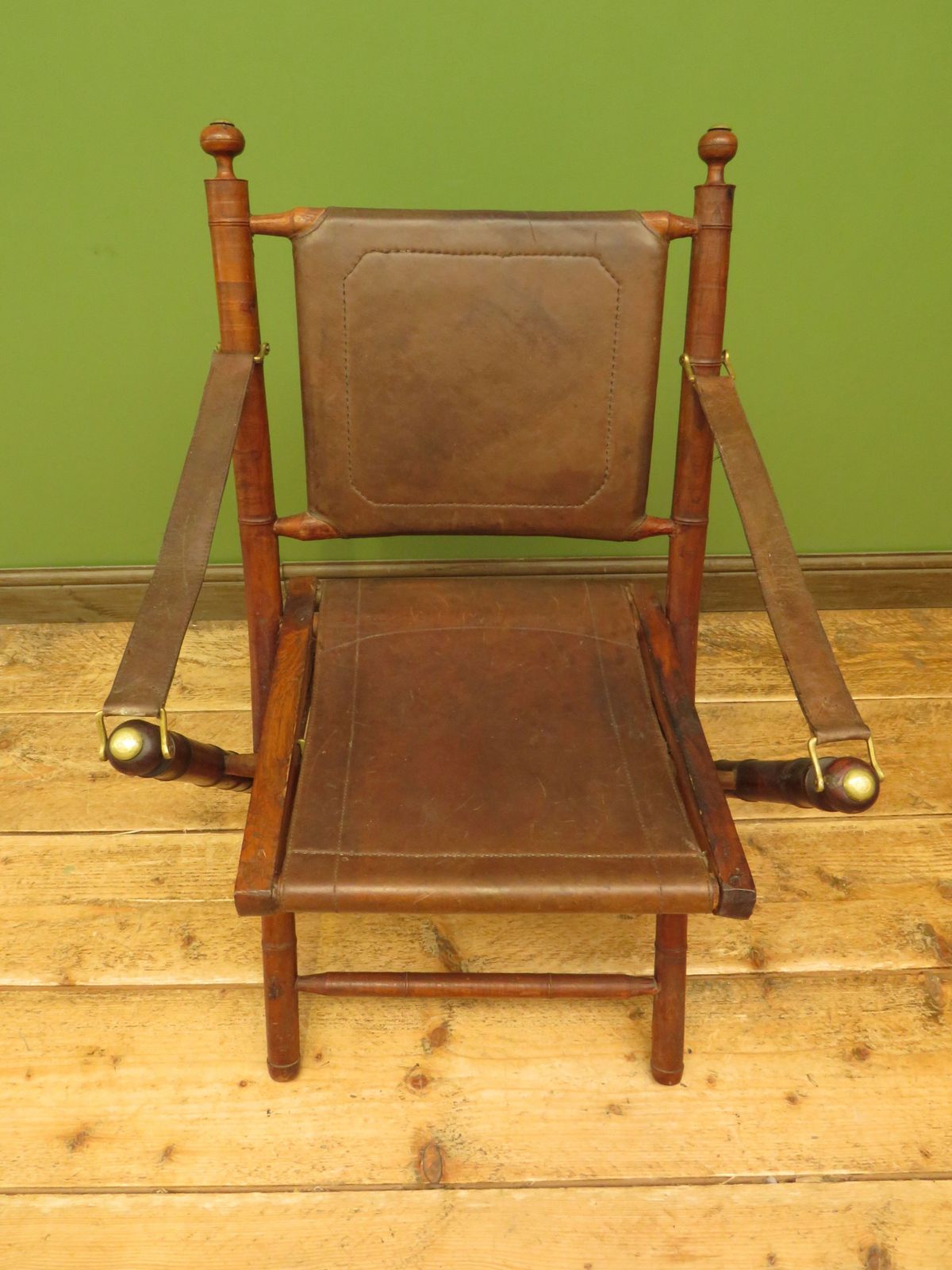 Leather And Faux Bamboo Officers Campaign Chair photo furniture