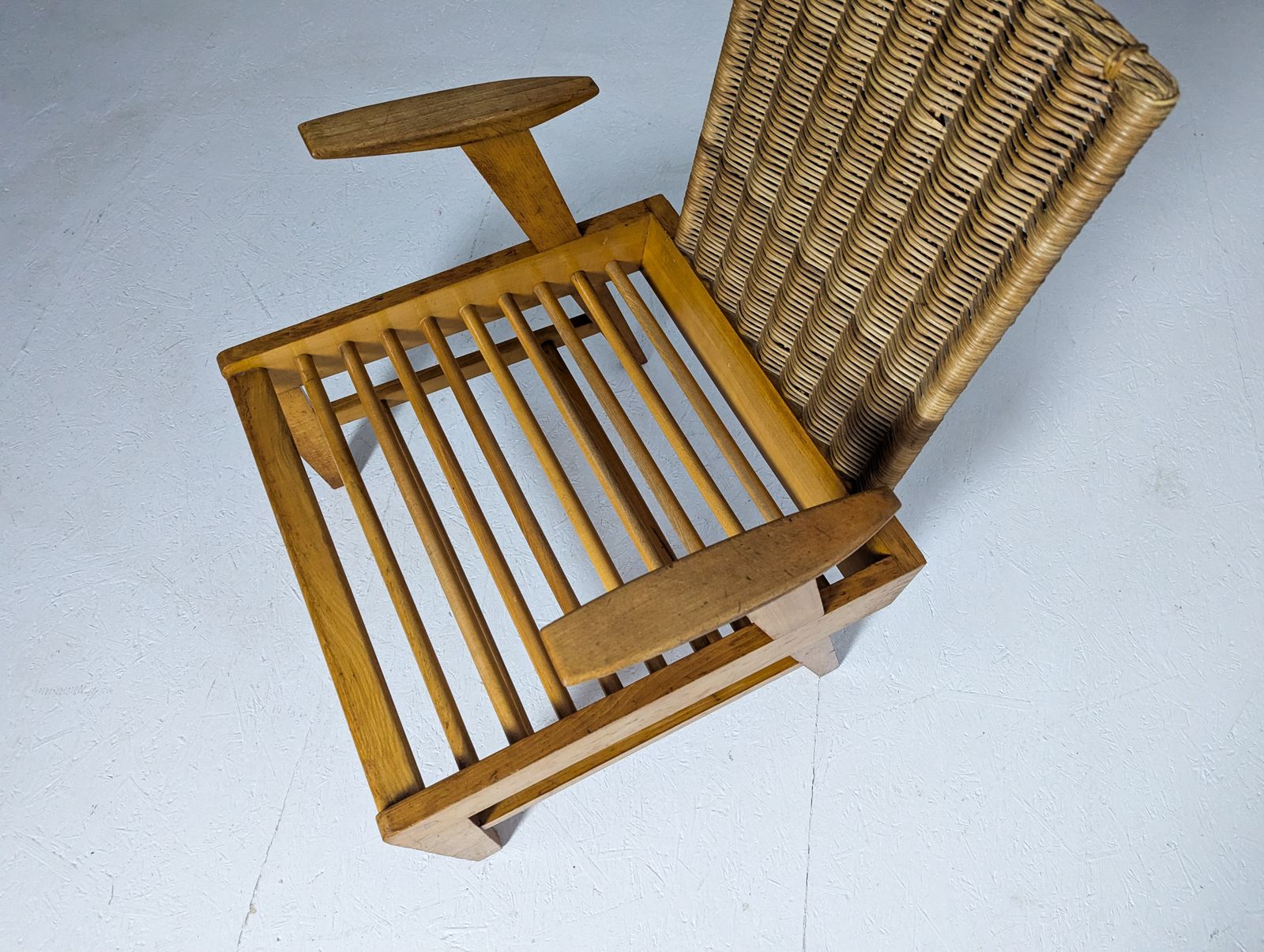 Sculptural Beech And Rattan Armchair With Footstool By úľuv, 1960s photo Furniture