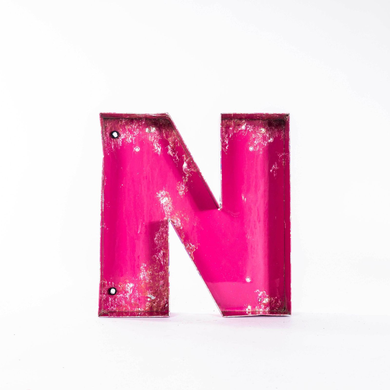 1950's Original Large French Metal Shop Signage Letters   Letter N